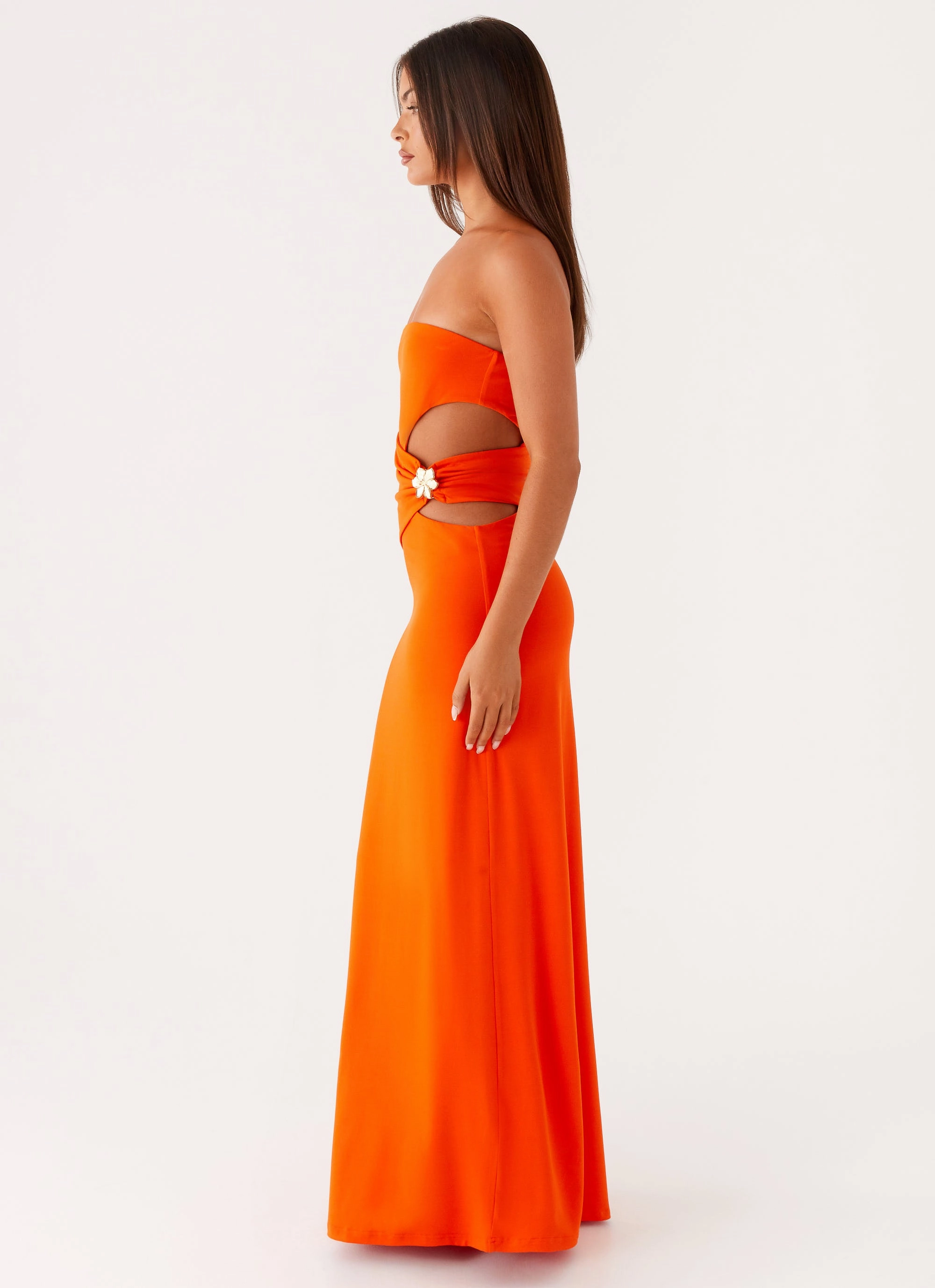 Anetta Maxi Dress - Orange Soft Vibes High low hem