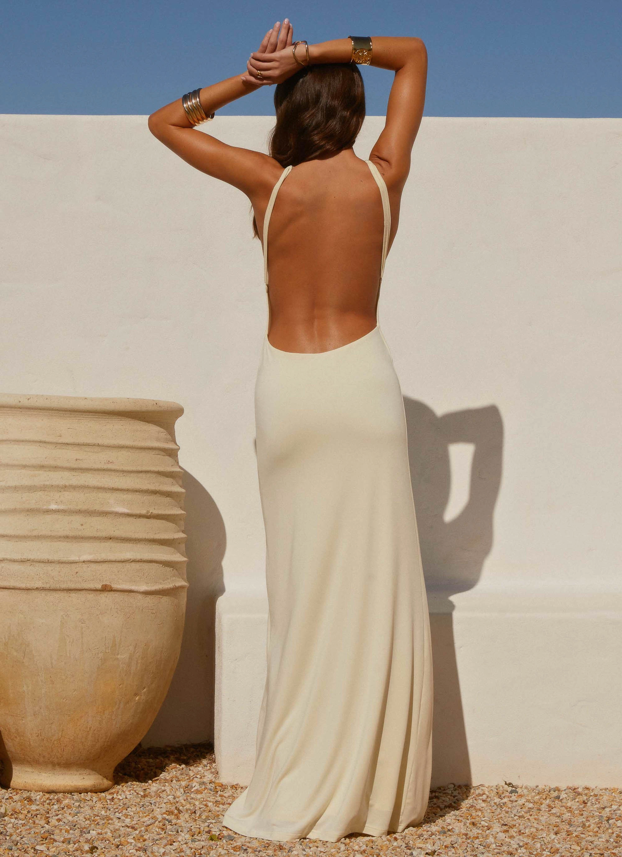 Mistlight Cowl Maxi Dress - Yellow Minimalist Design