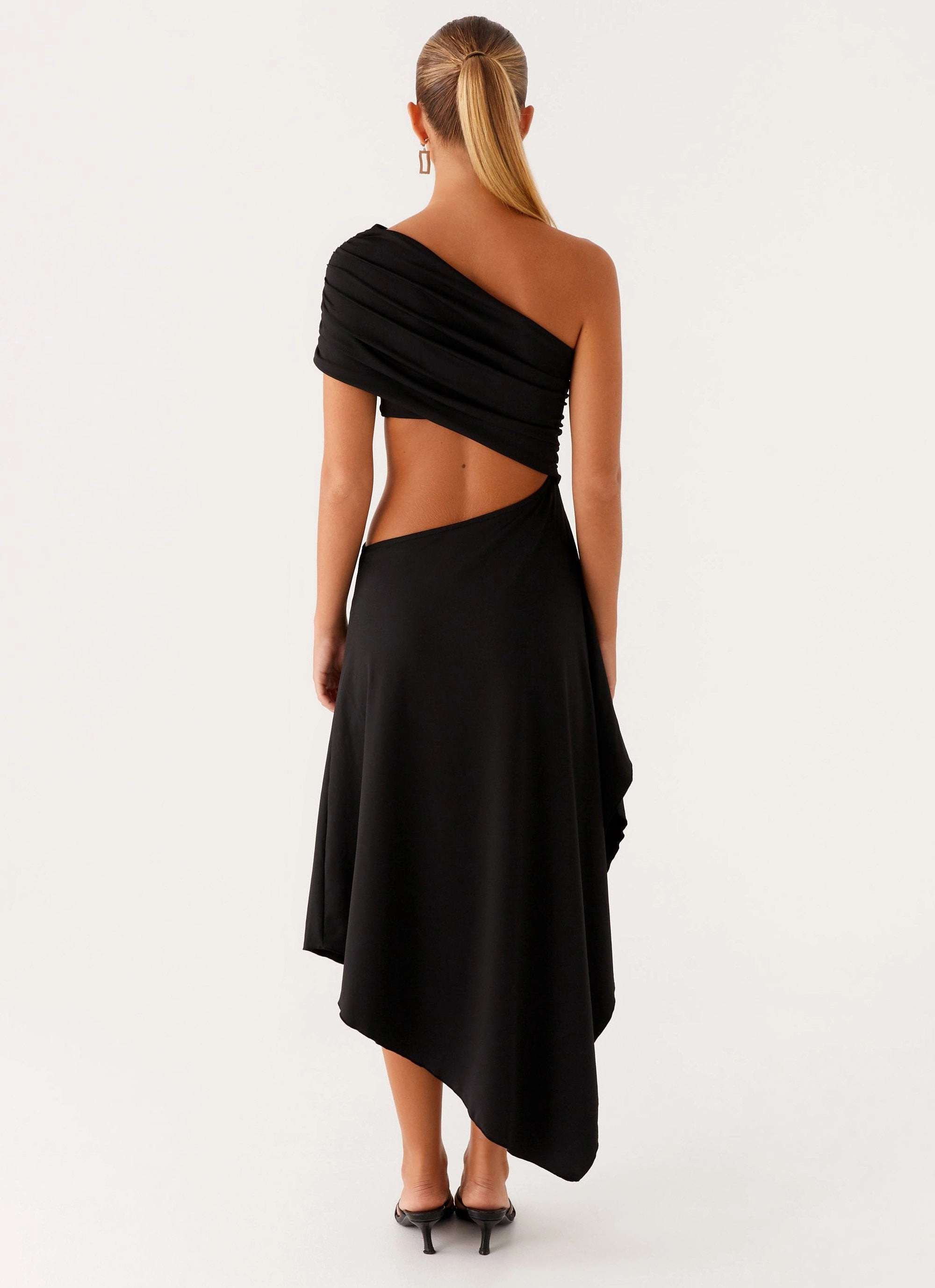 Sculpted Fit Photo Bright Angelina Asym Midi Dress - Black