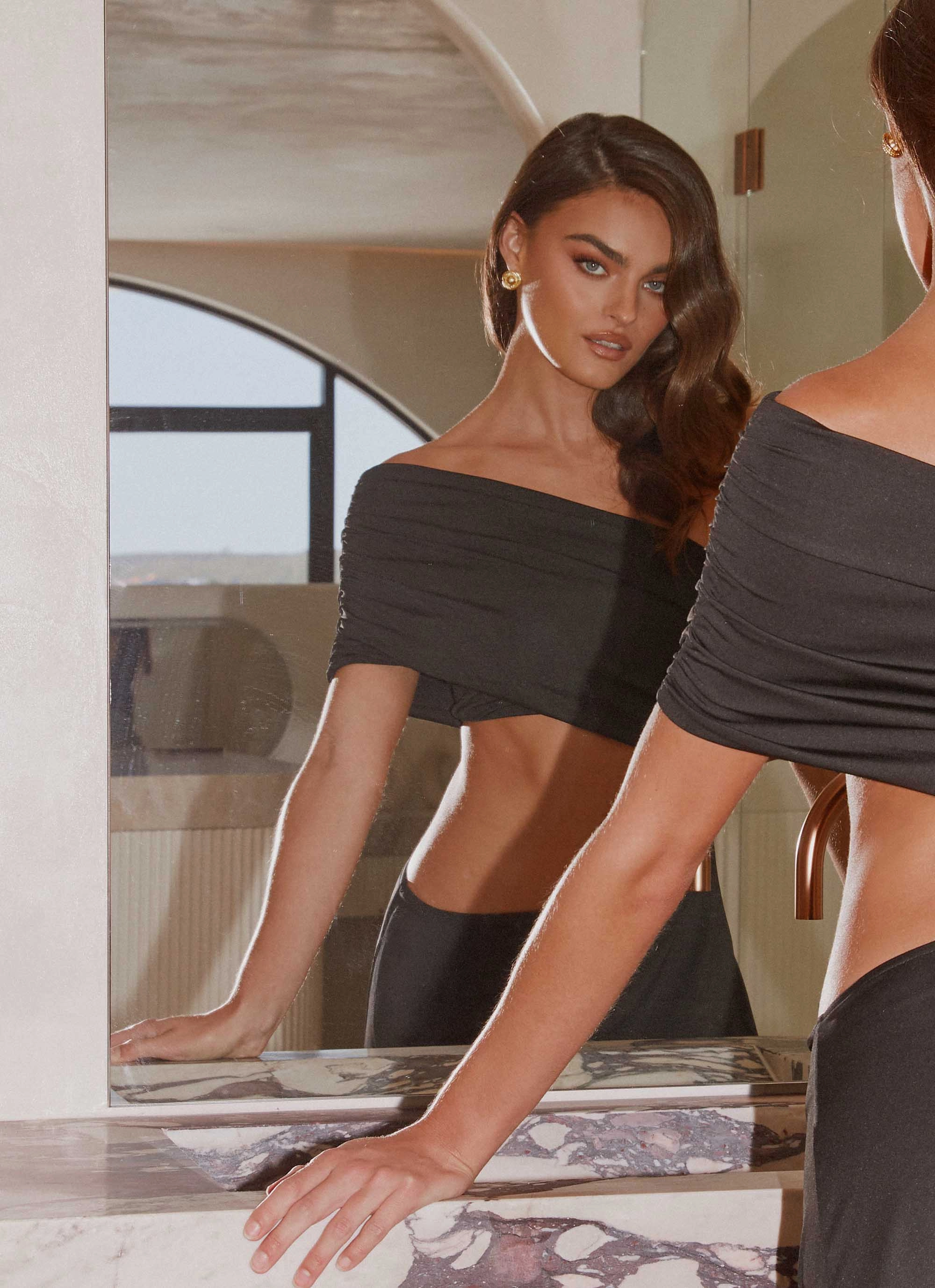 Angelina Asym Midi Dress - Black Romantic dinner wear Modern Silhouette