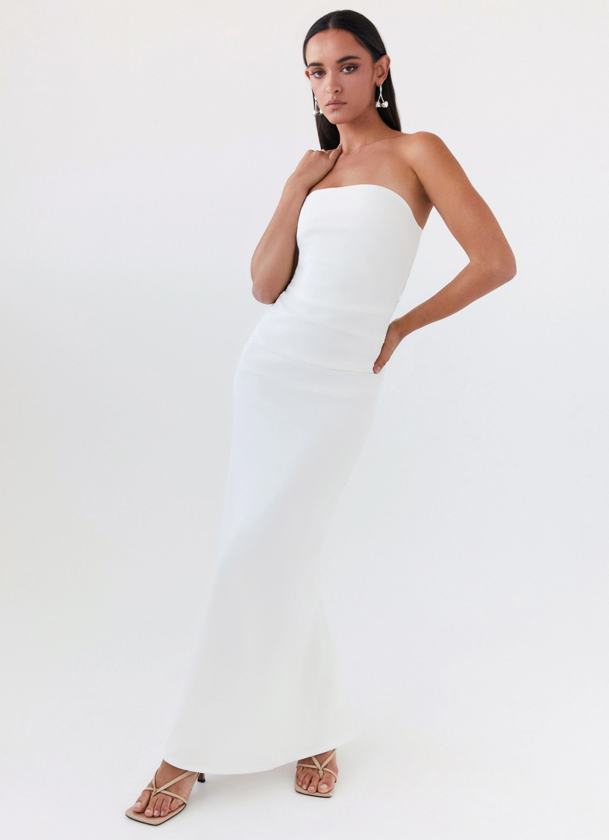 Danielle Strapless Maxi Dress - White Grab Now