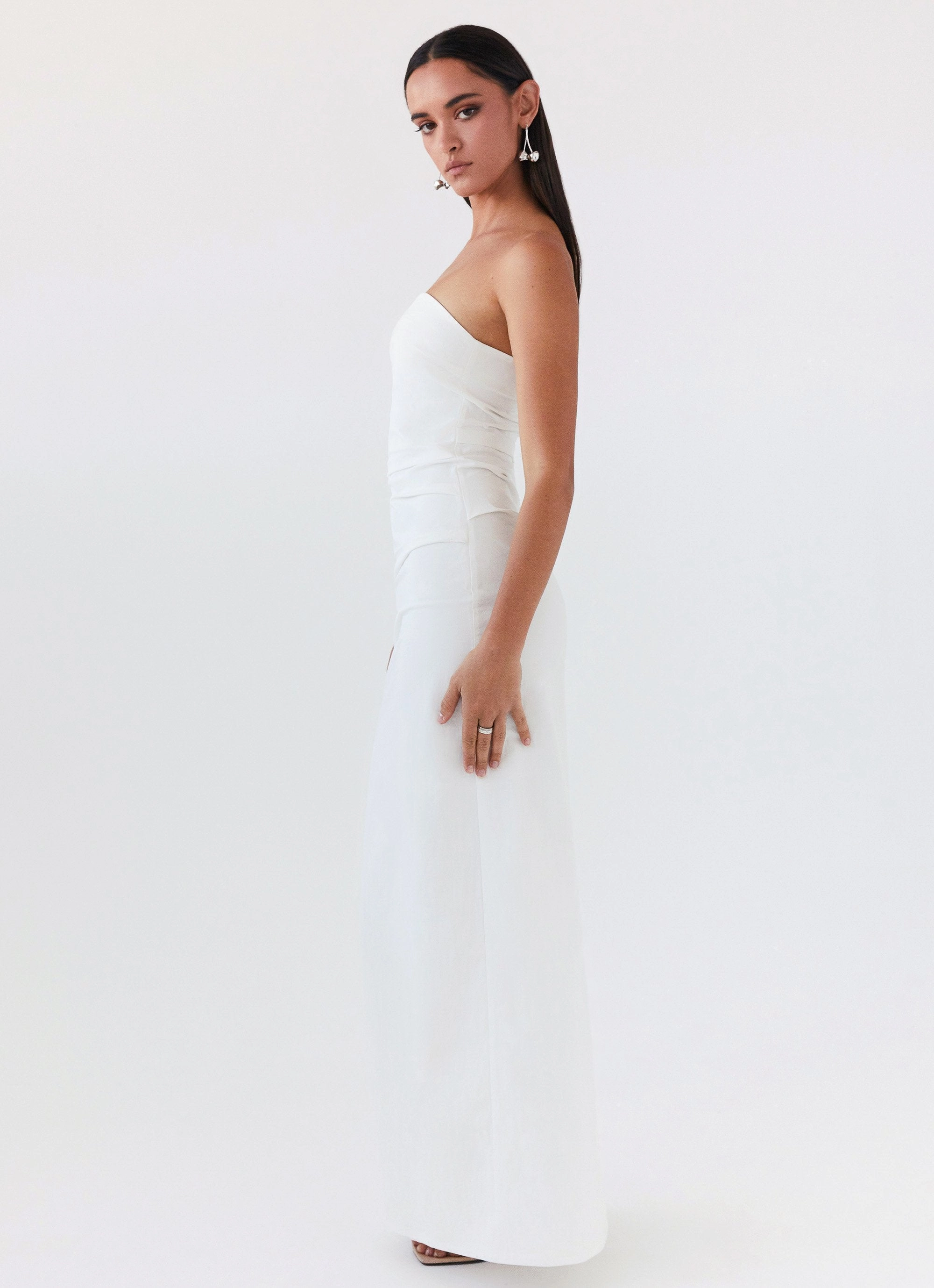 Flattering Design Wear Danielle Strapless Maxi Dress - White