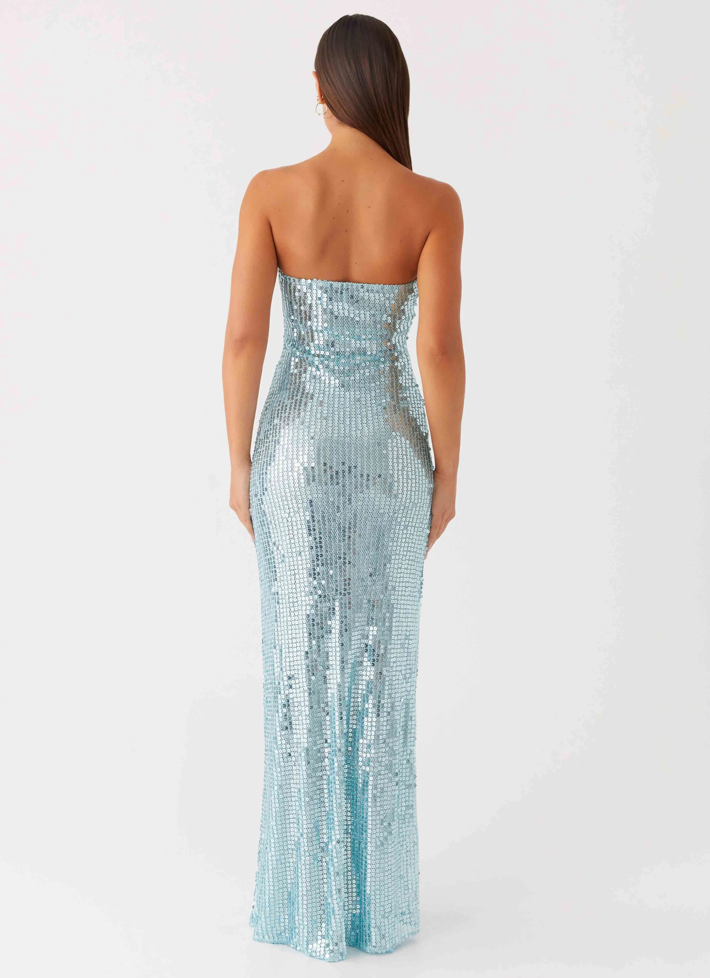Balanced Lines Lyric Sequin Maxi Dress - Turquoise