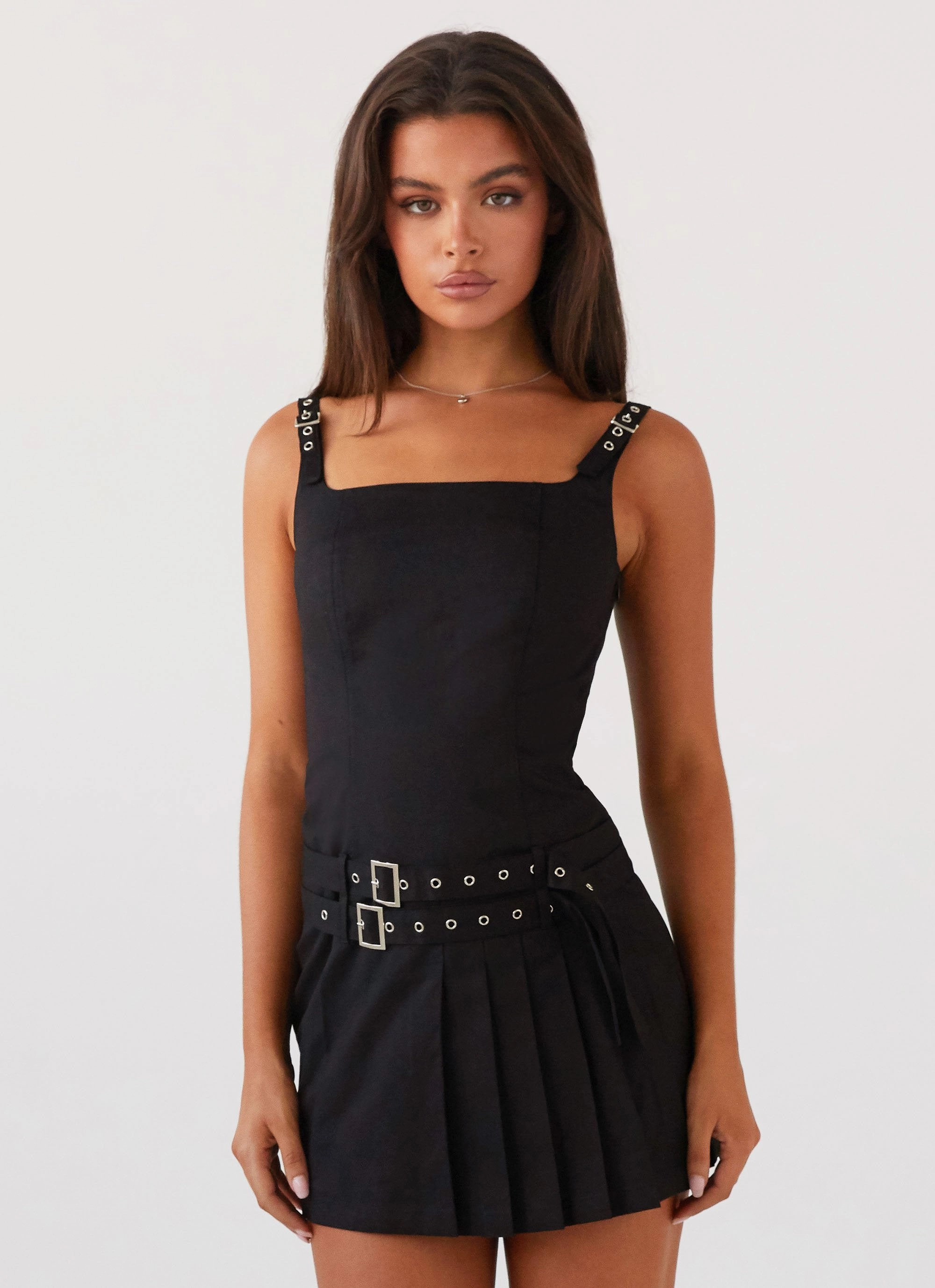 Indoor Event Lynette Buckle Mini Dress - Black