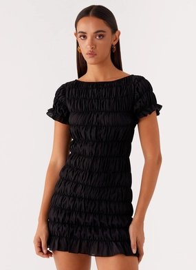 Rita Ruched Mini Dress - Black Layering-Piece Nature Glow
