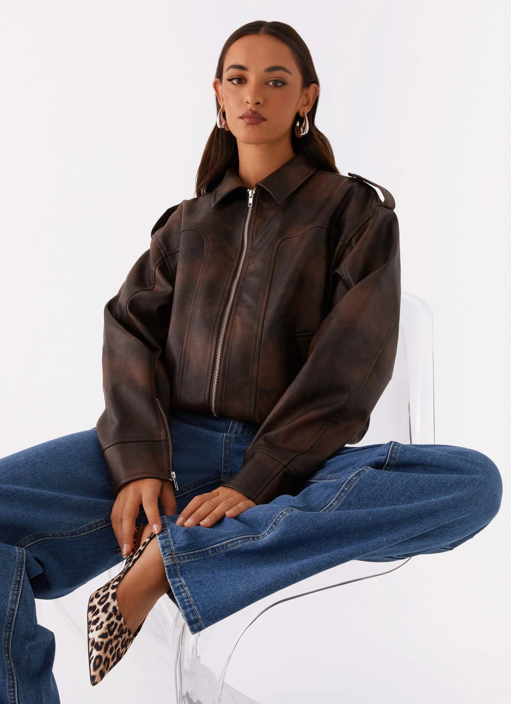 Chill Commute Fit Casual Fit Layer Chicago Bomber Jacket - Chocolate