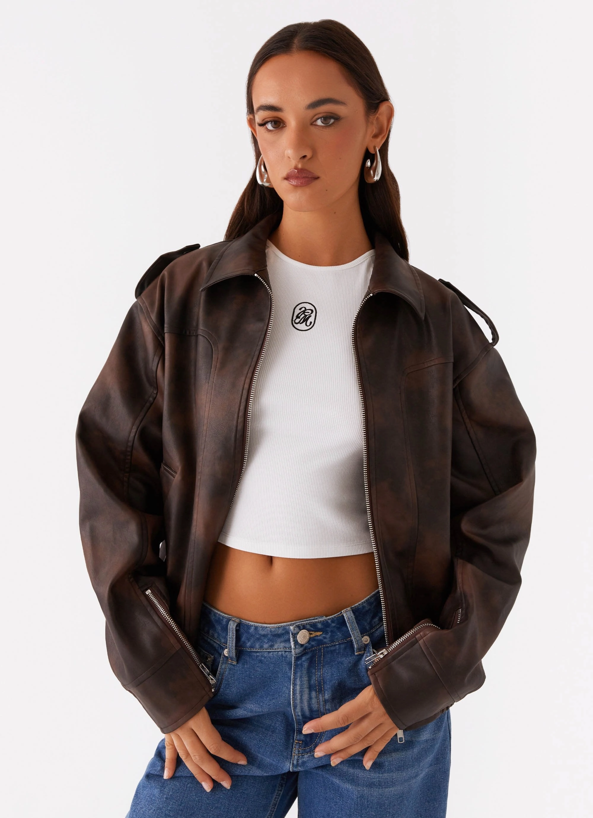 Recycled Polyester Chicago Bomber Jacket - Chocolate