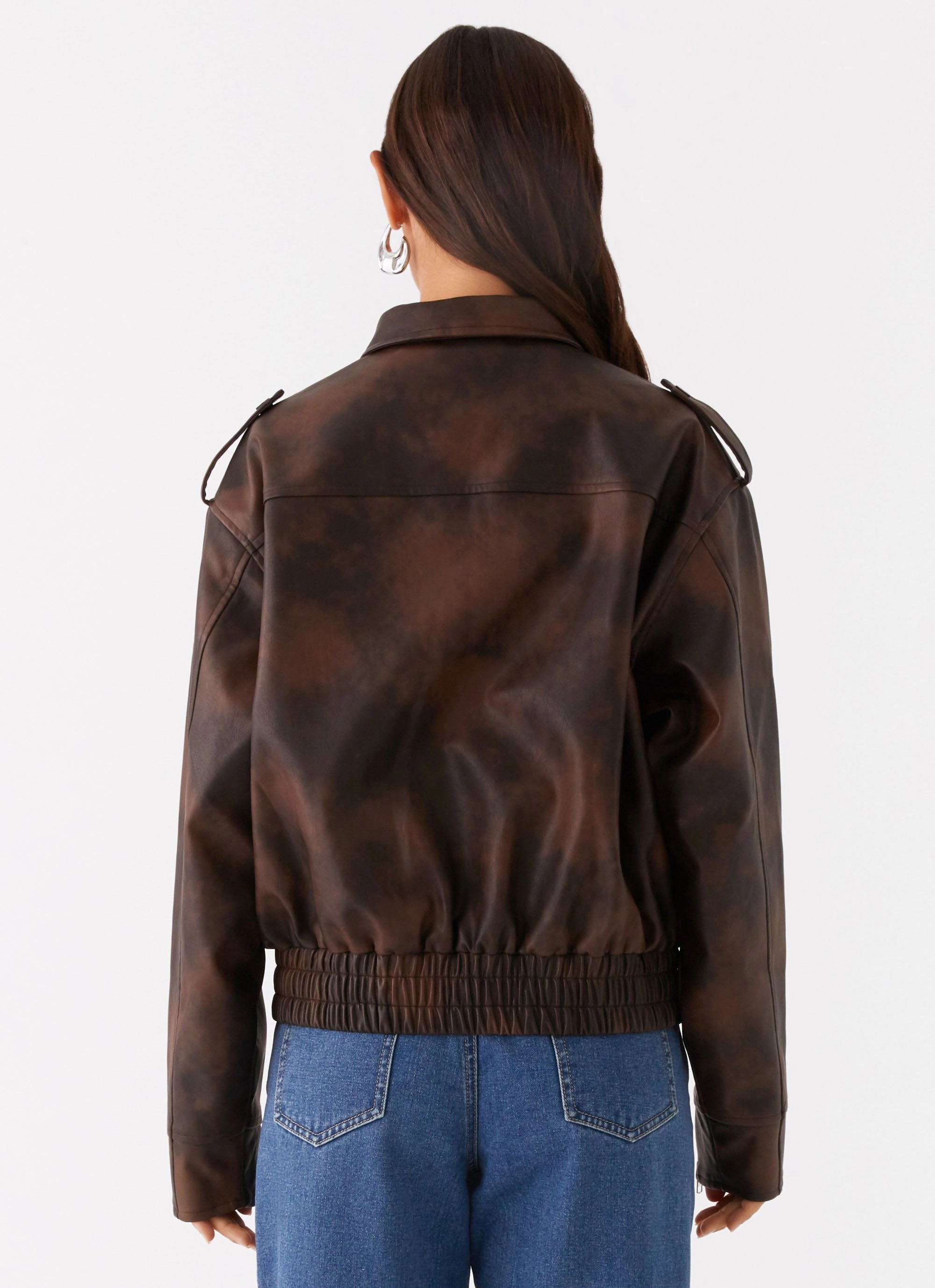 Green Material Chicago Bomber Jacket - Chocolate