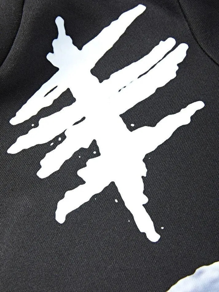 Chicmy-Men's Skull Graphic Black Pullover Hoodie