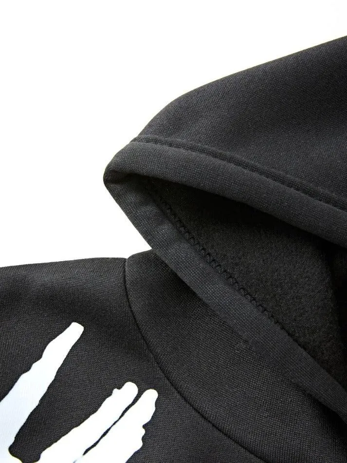 Chicmy-Men's Skull Graphic Black Pullover Hoodie
