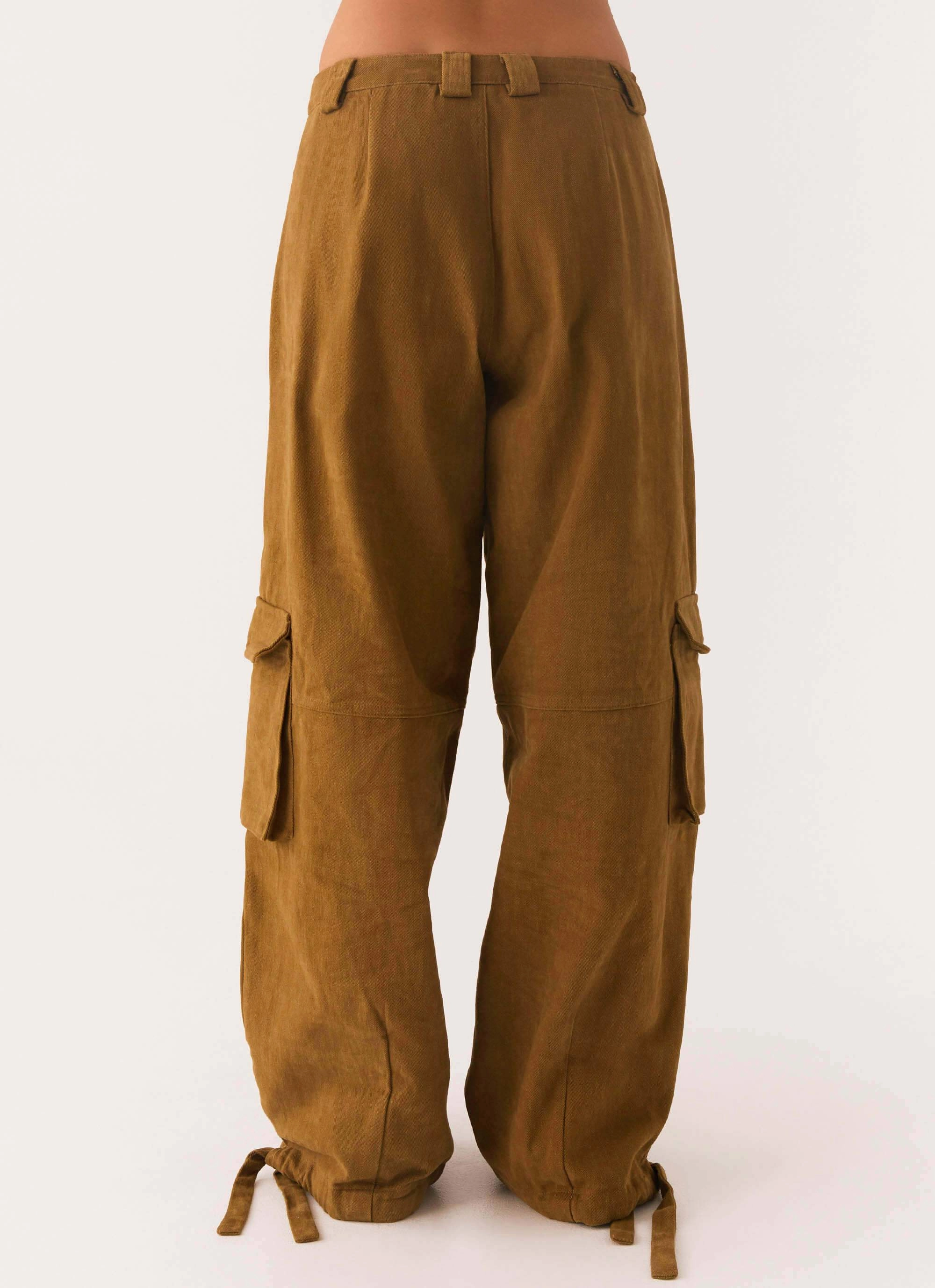 Back In Time Cargo Pant - Brown Mid-rise fit
