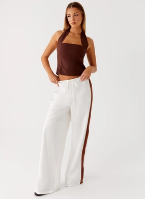 Fashion Comfort Wear Dalida Linen Pants - Ivory