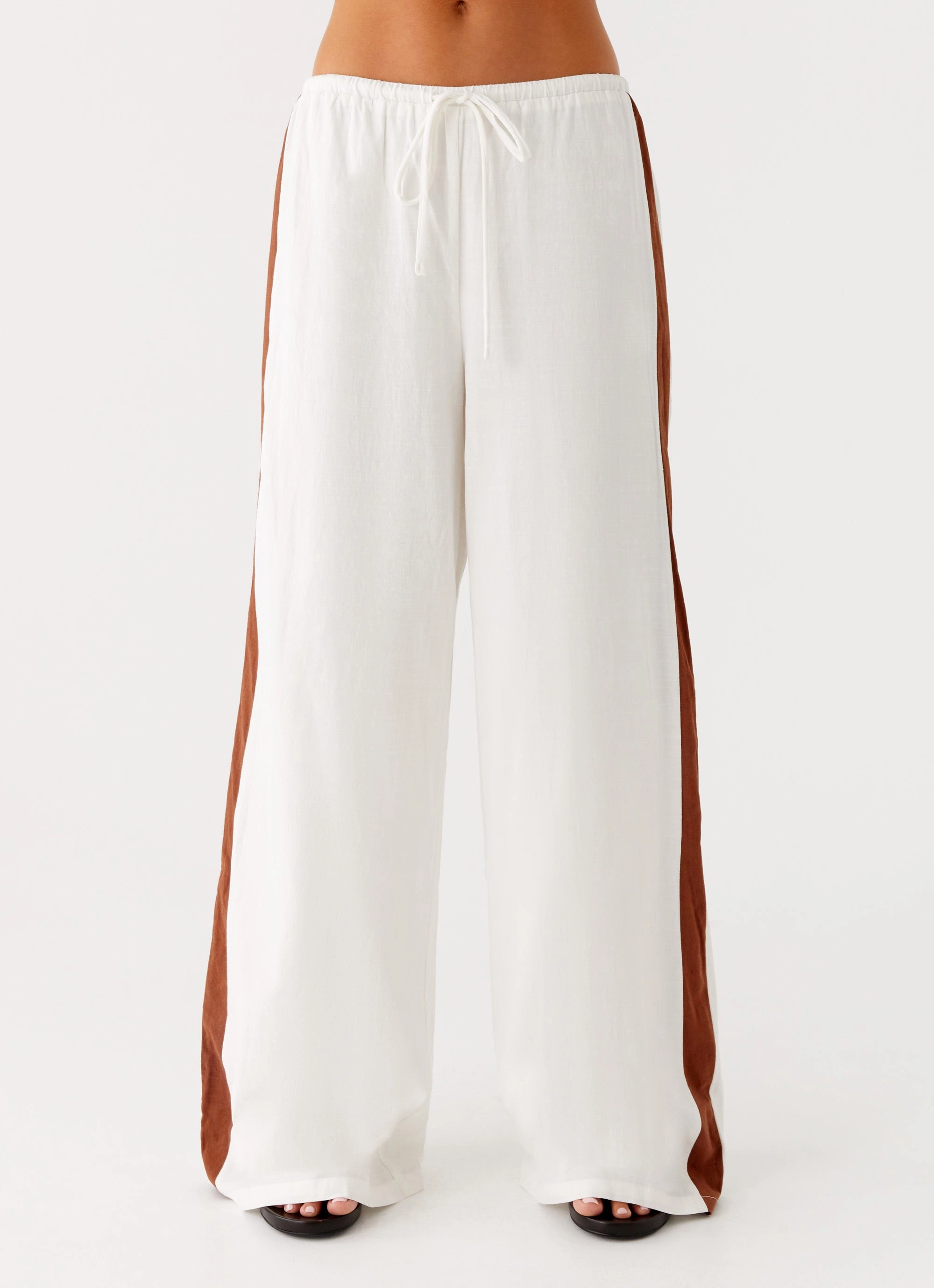 Dalida Linen Pants - Ivory Stretchable Waist Full Comfort