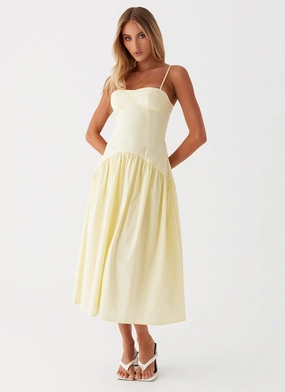 Breathable Style Spring Style Yvette Corset Midi Dress - Yellow