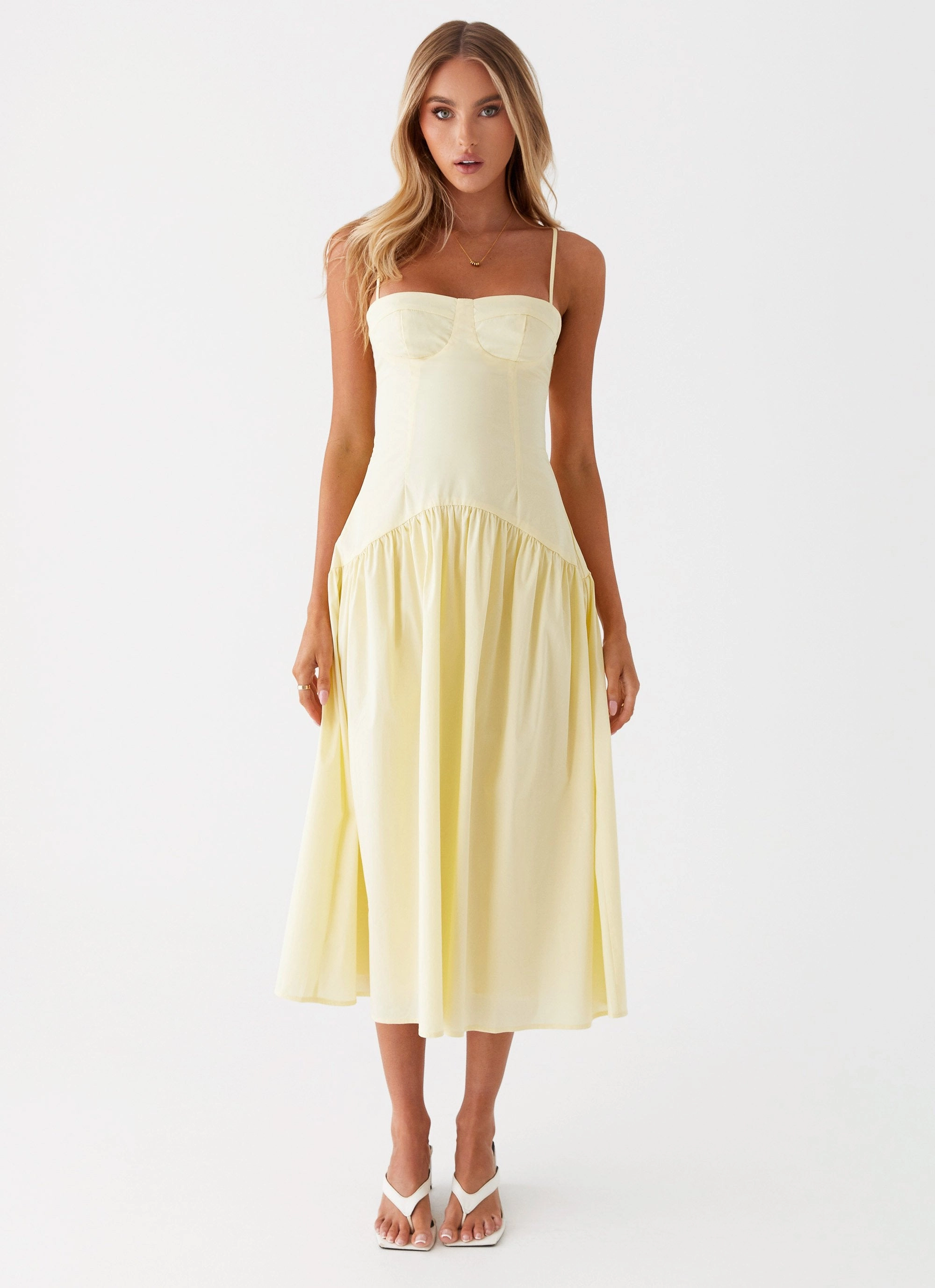 Glam Feel Yvette Corset Midi Dress - Yellow
