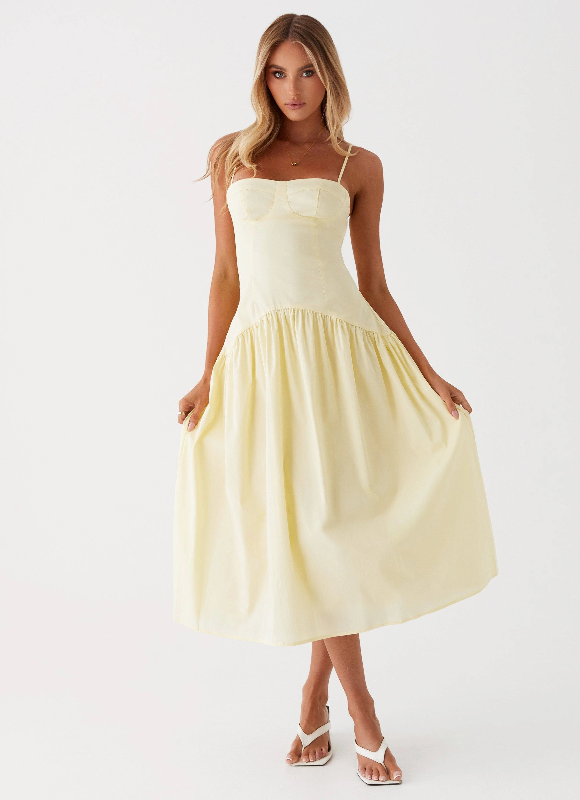 Yvette Corset Midi Dress - Yellow Soft Glide