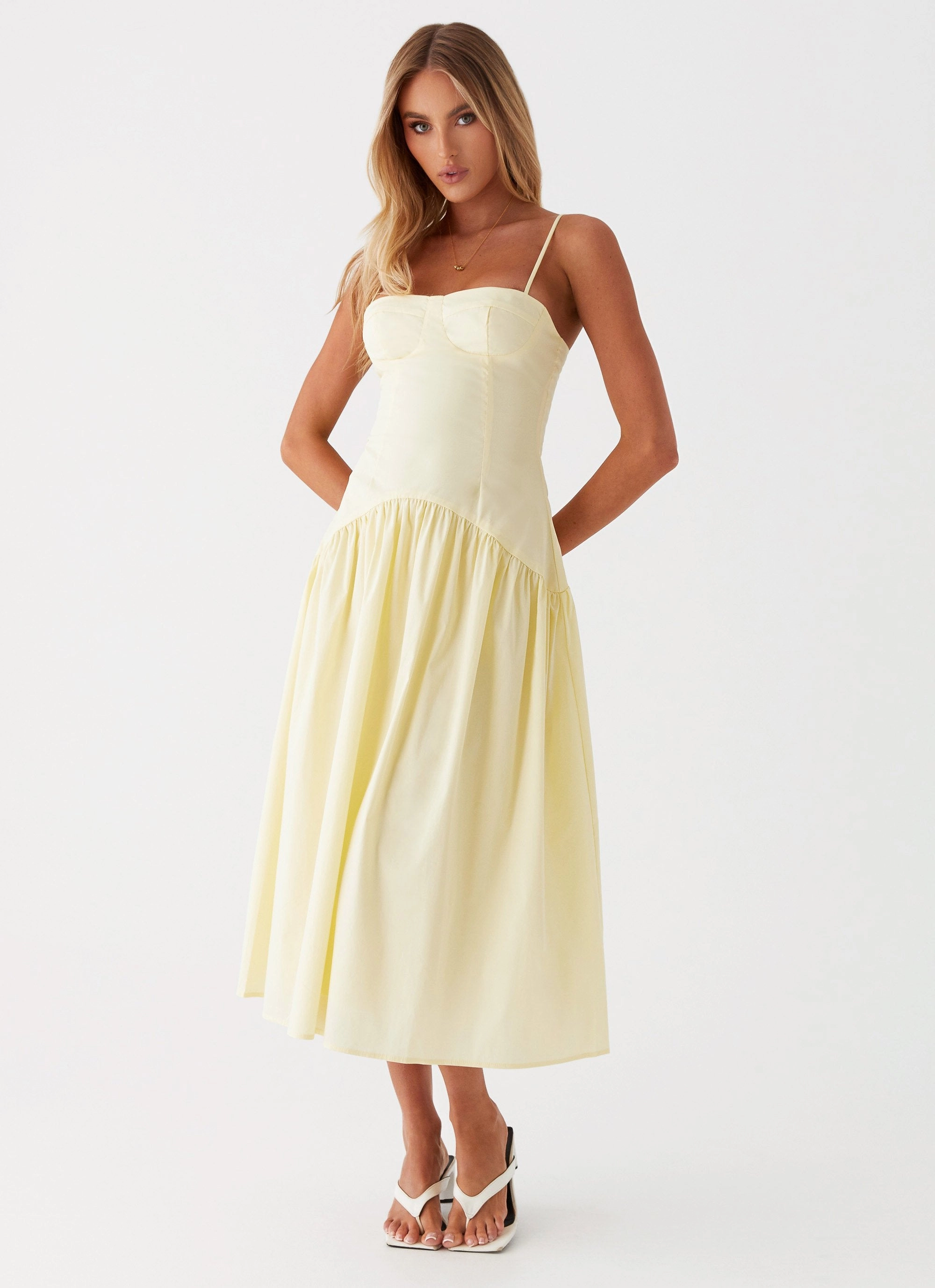 Breathable Style Spring Style Yvette Corset Midi Dress - Yellow