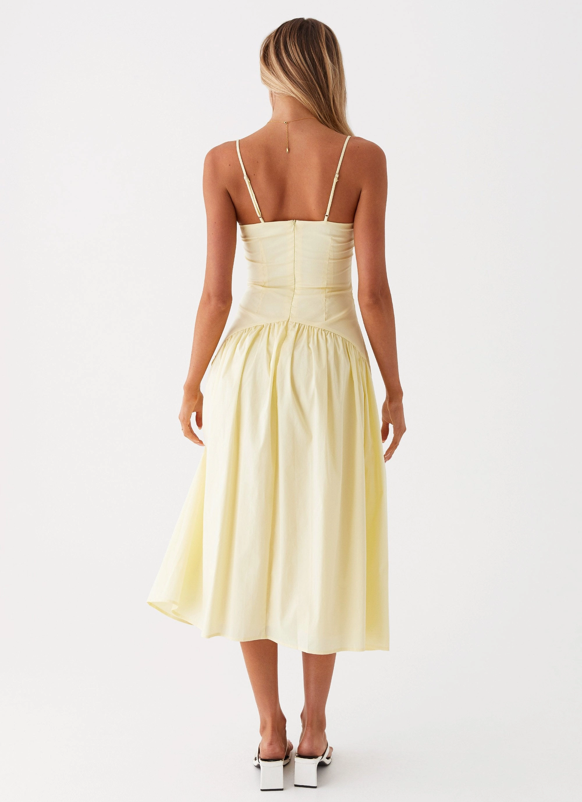 Yvette Corset Midi Dress - Yellow Dreamy Presence