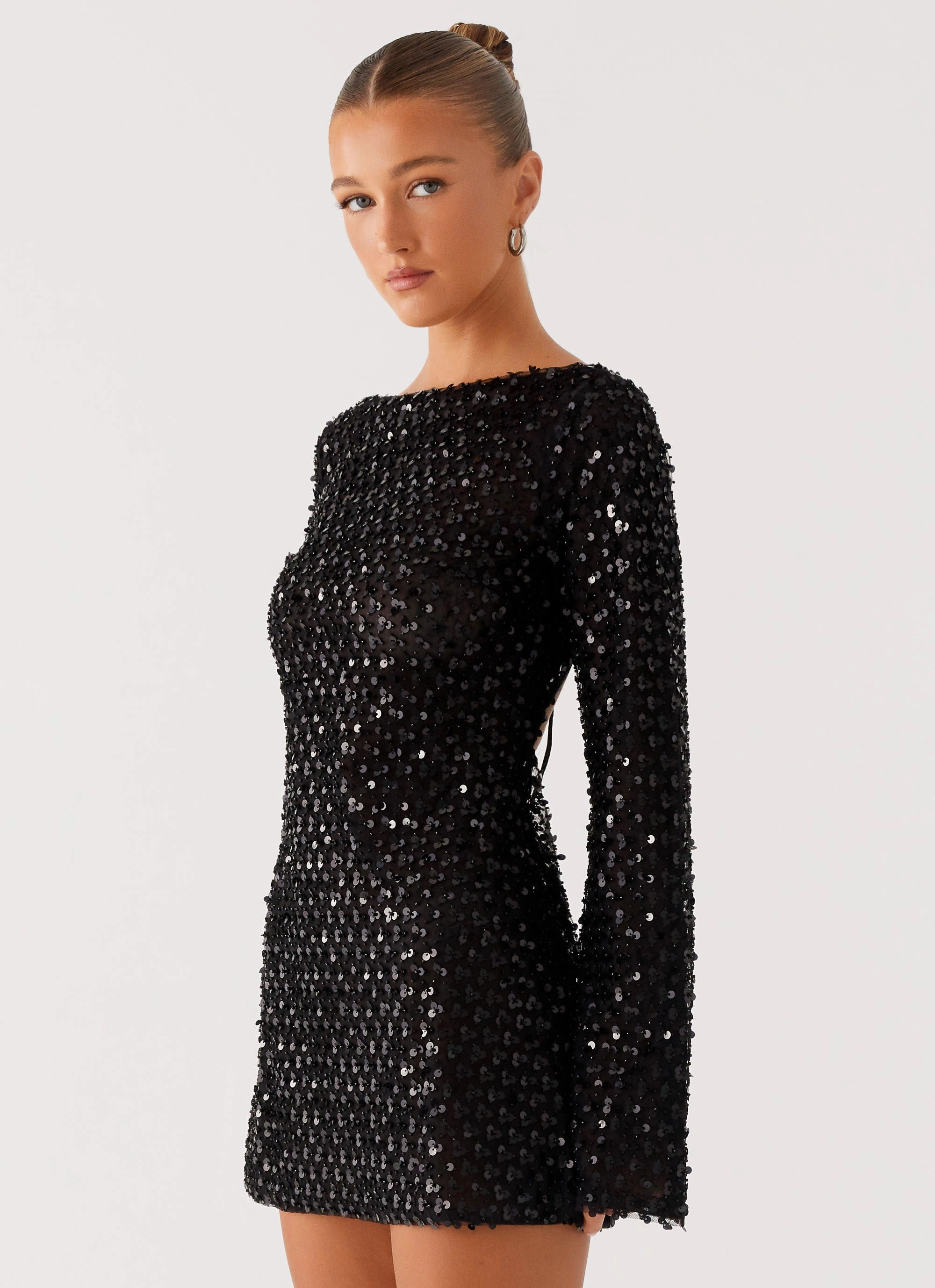 Smart Detail Edessa Sequin Mini Dress - Black