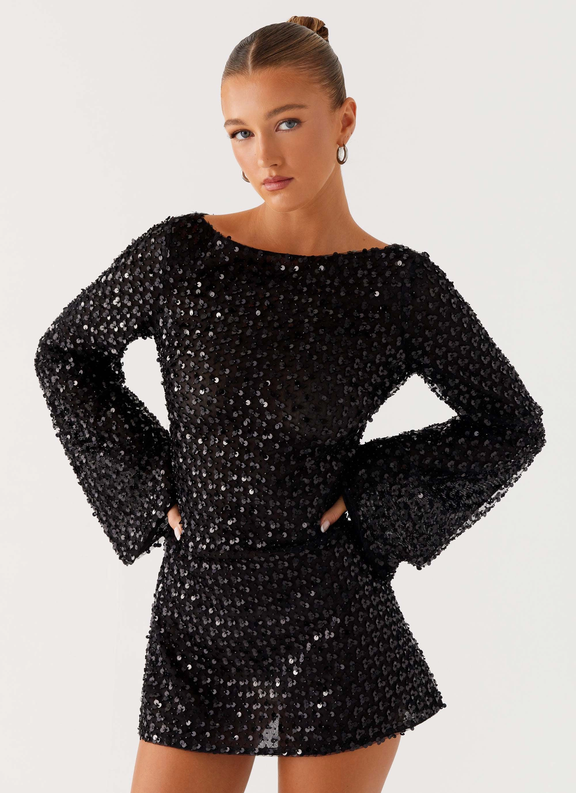 Perfect Fit Edessa Sequin Mini Dress - Black