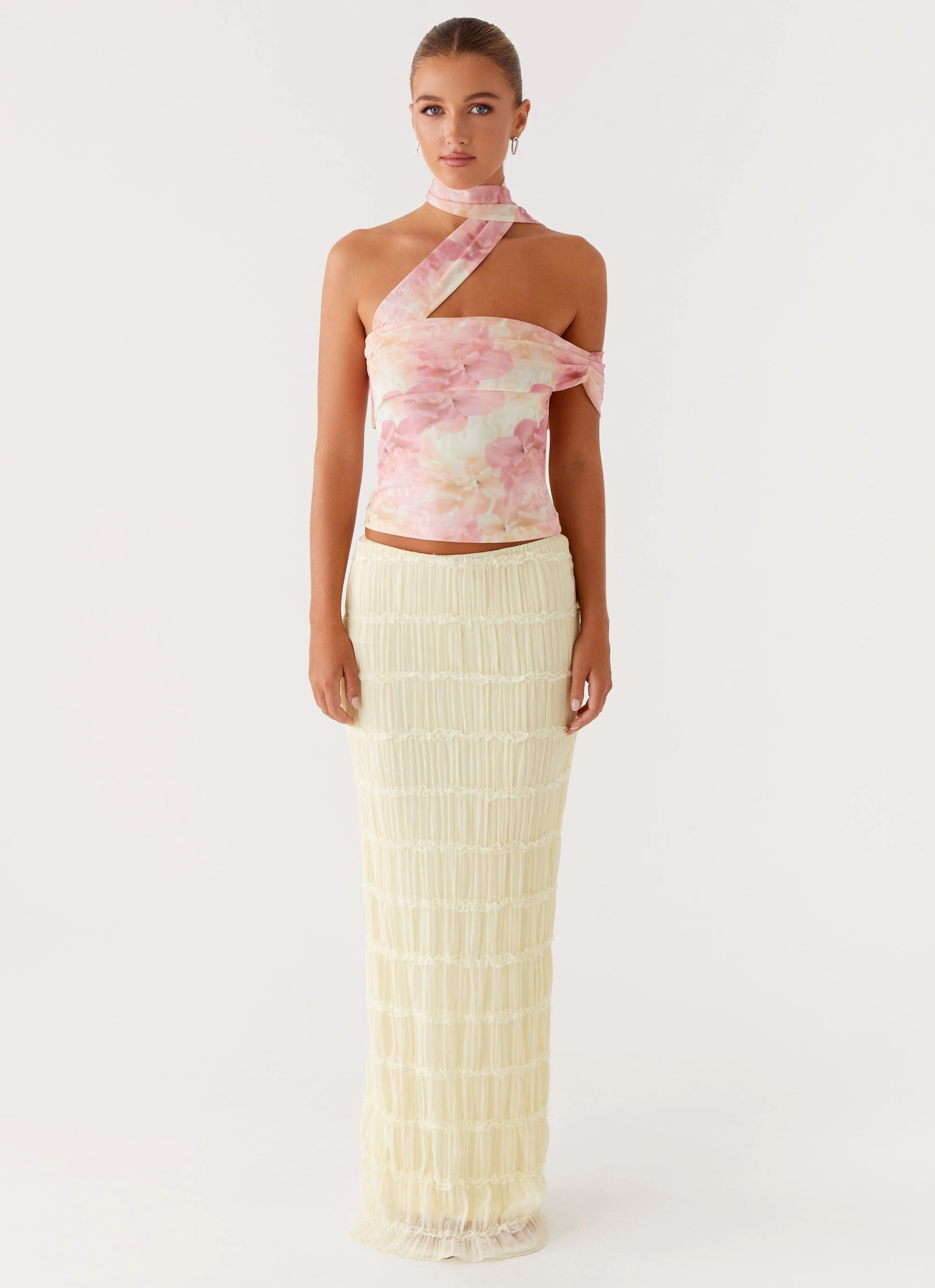 Christal Scarf Top - Floral Print Formal top