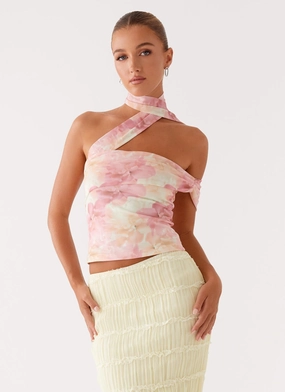 Active Blouse Christal Scarf Top - Floral Print