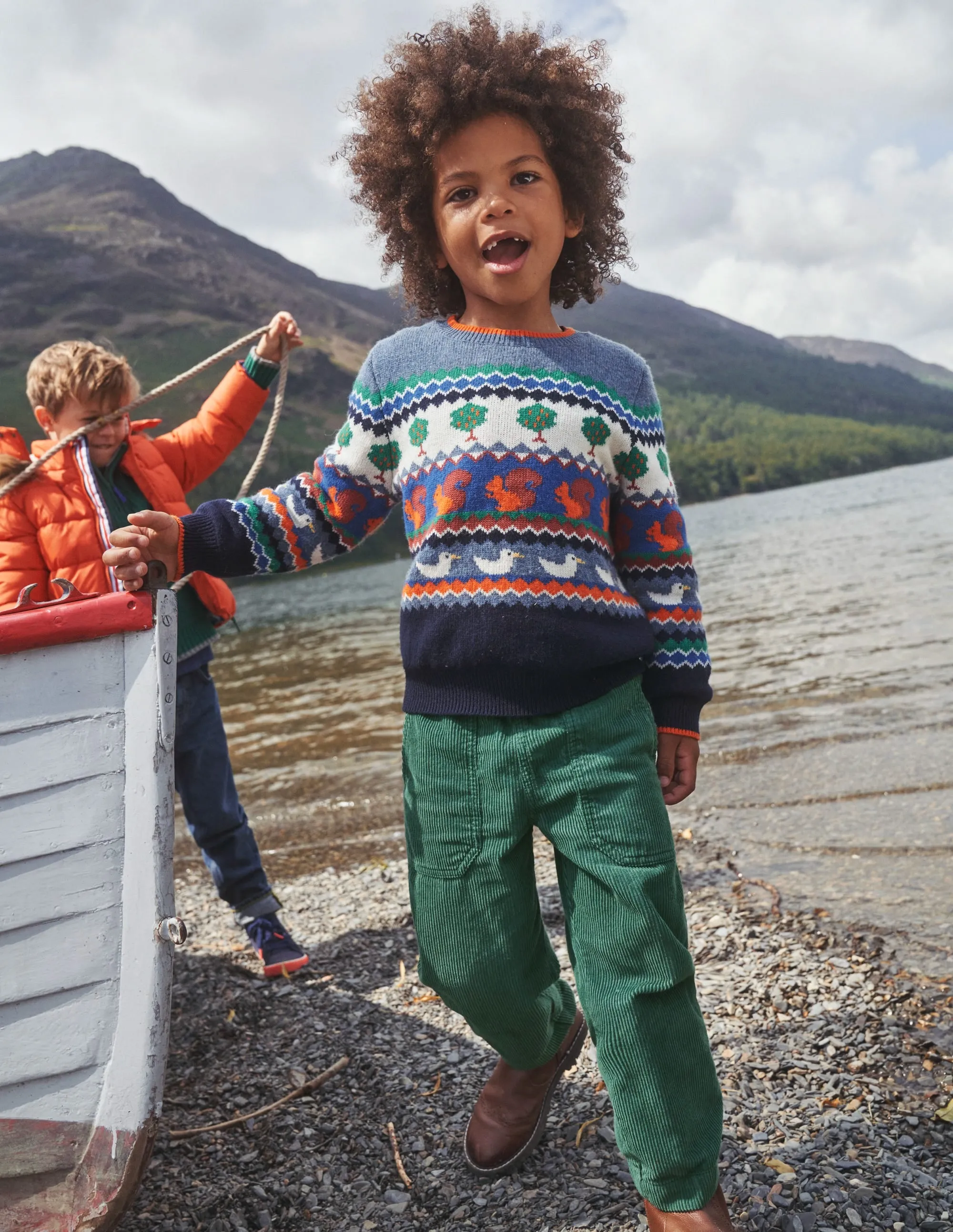 Chunky Pull-on Cord Trousers-Monster Green