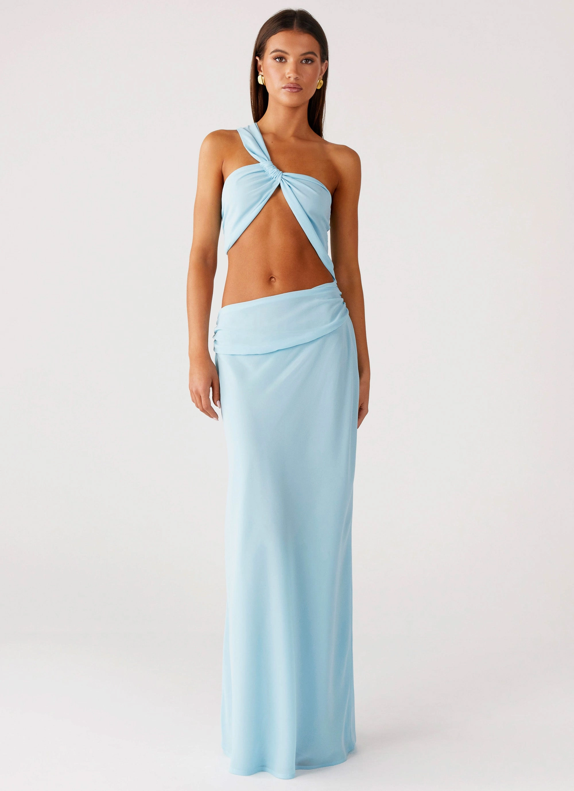 Cindelle One Shoulder Maxi Dress - Turquoise Field Fresh Relaxed Waistband