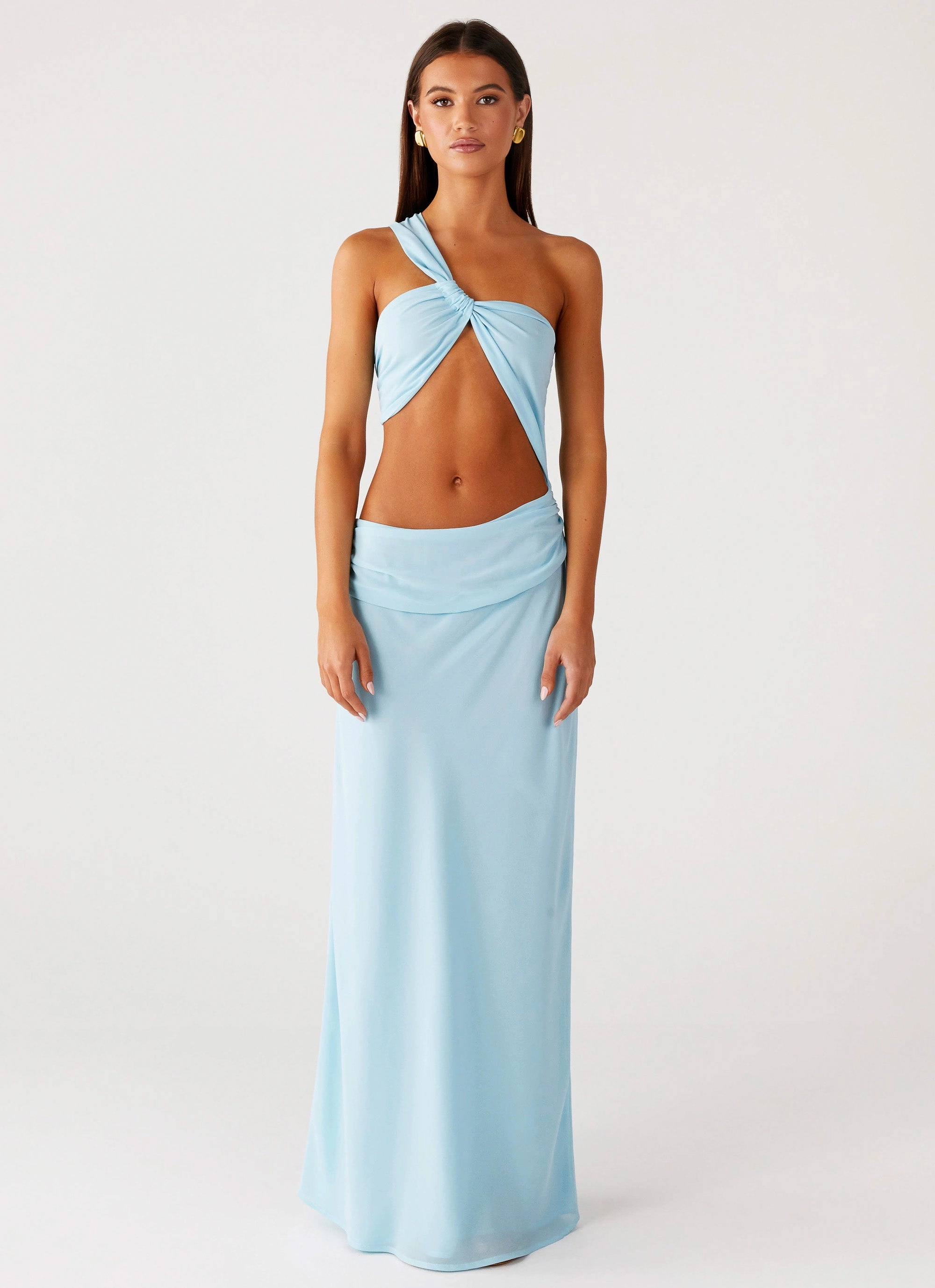 Cindelle One Shoulder Maxi Dress - Turquoise Fresh Aesthetic