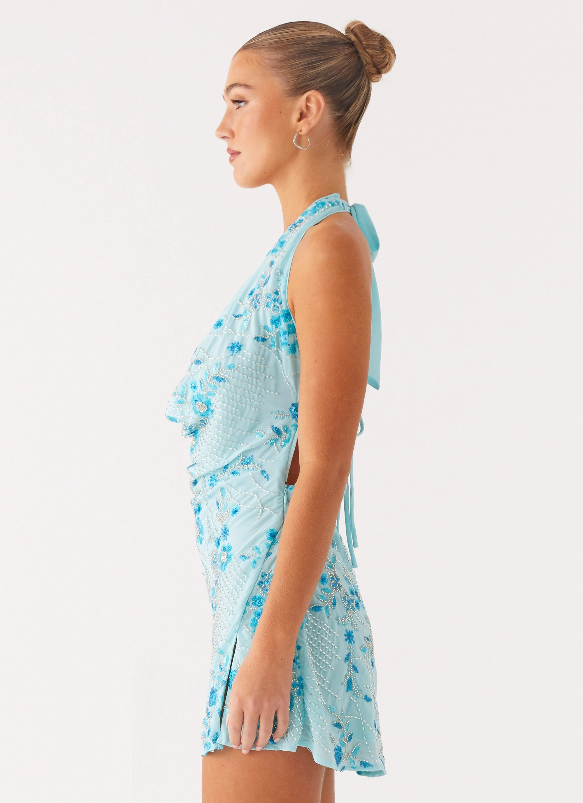 Happy Glow Cinzia Beaded Mini Dress - Blue