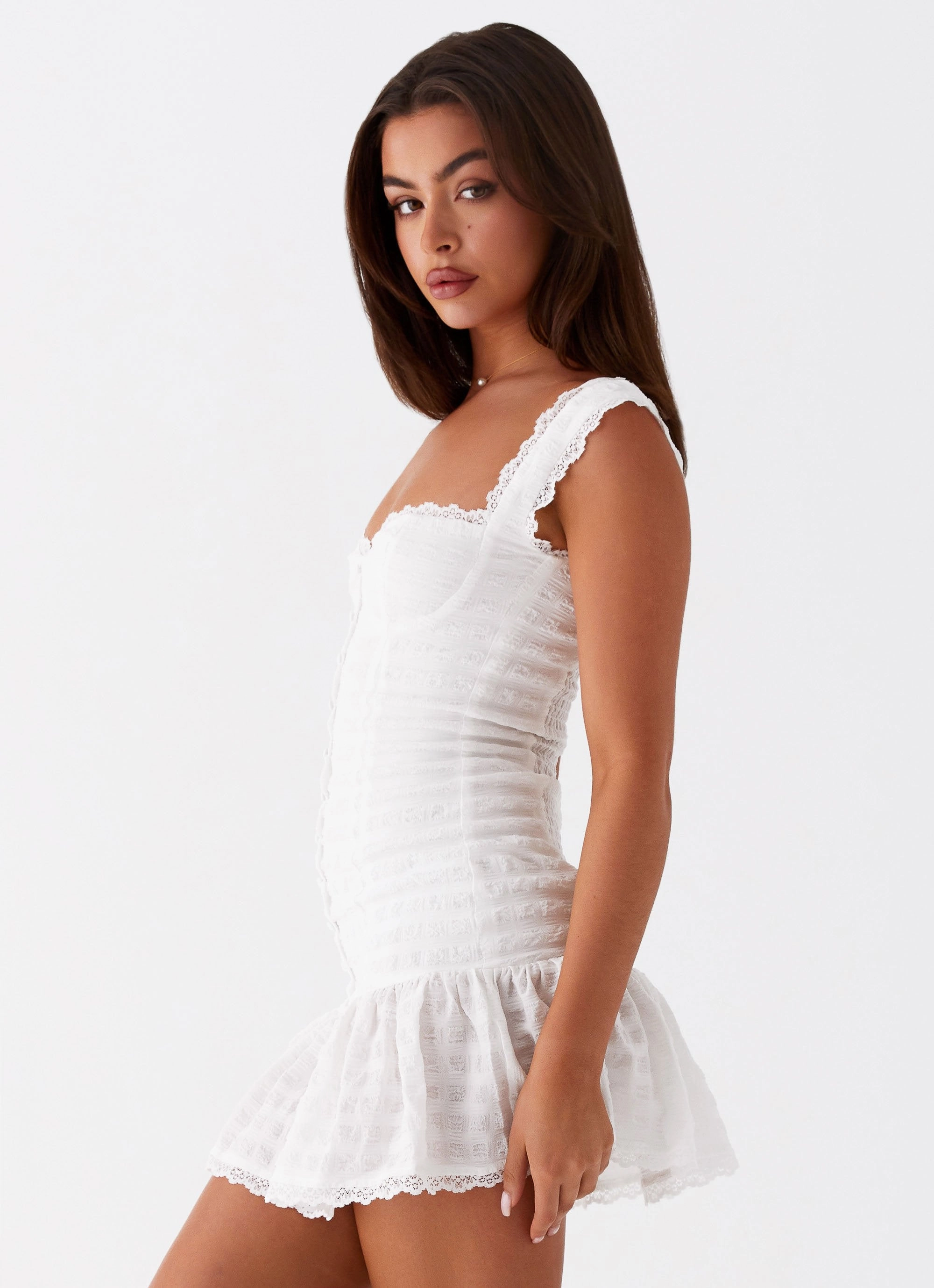 Kristina Mini Dress - White Mix-And-Match Calm Movement