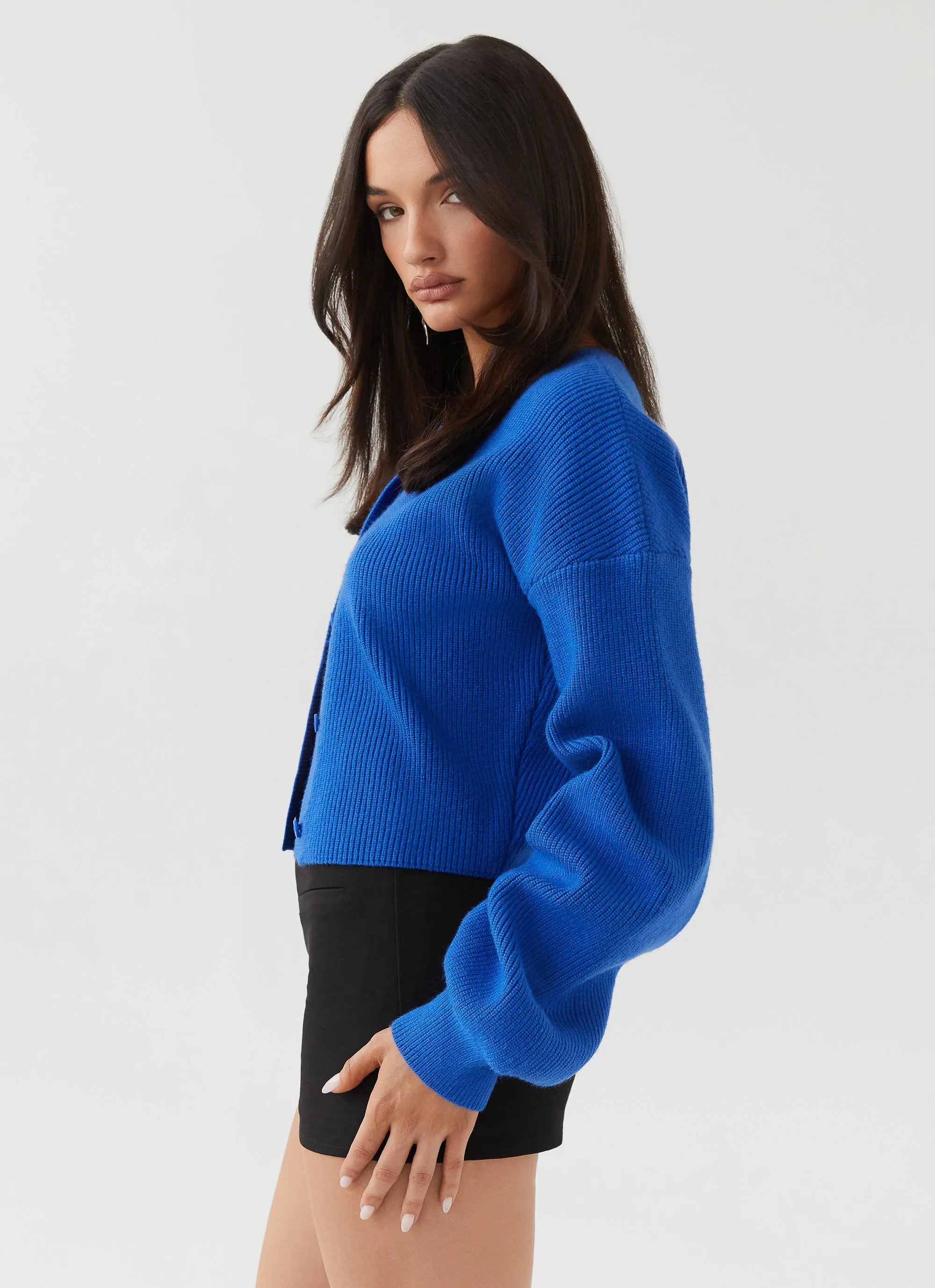 Daphne Knit Cardigan - Cobalt Hydrophobic Surface Treatment