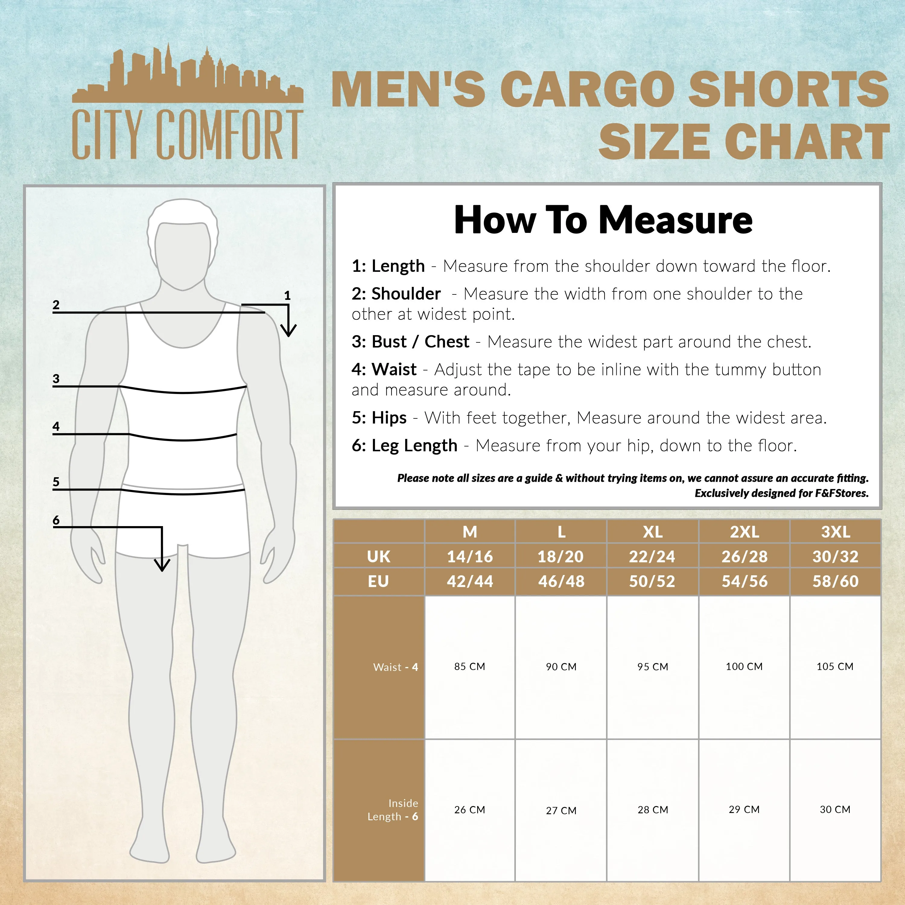CityComfort Mens Cargo Shorts with Pockets - Summer Shorts