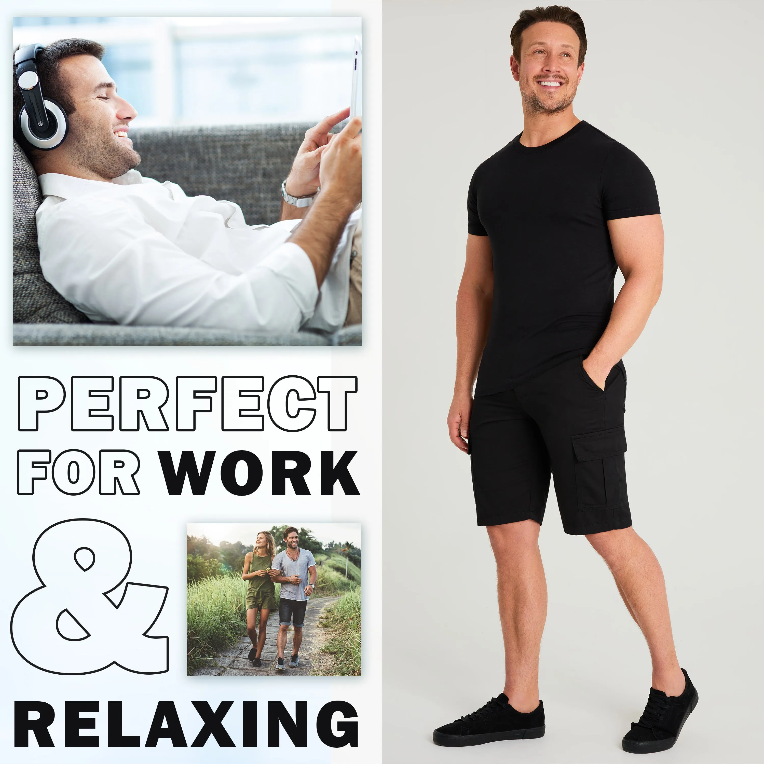 CityComfort Mens Cargo Shorts with Pockets - Summer Shorts