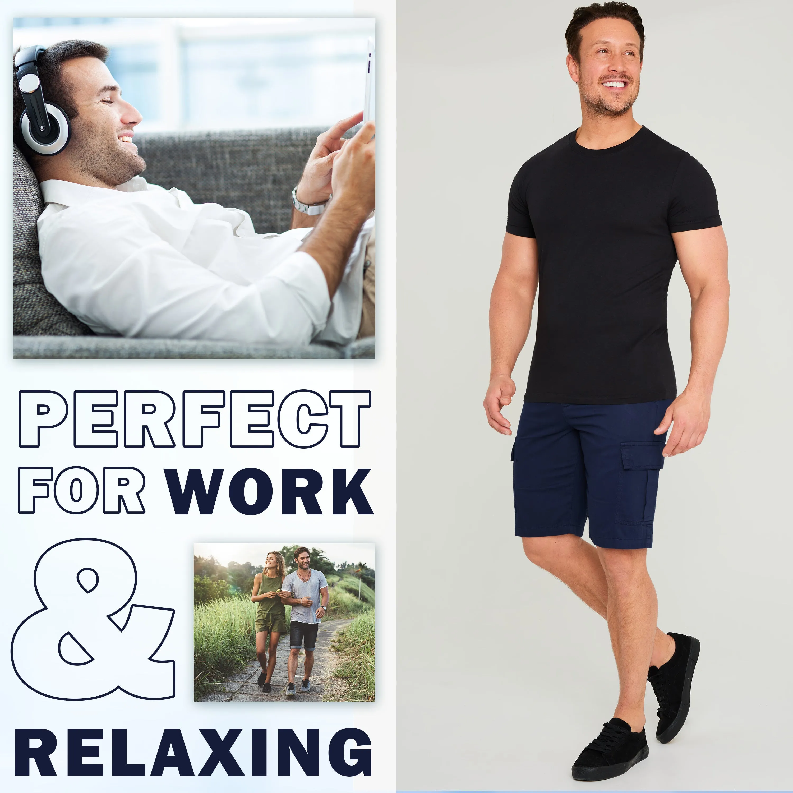CityComfort Mens Cargo Shorts with Pockets - Summer Shorts