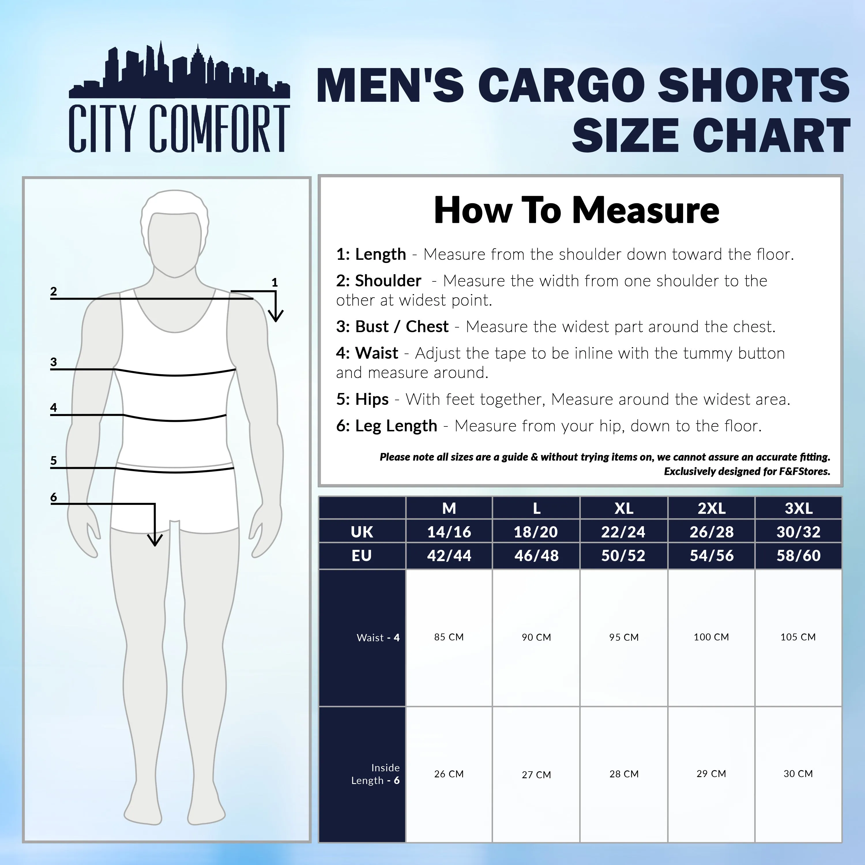 CityComfort Mens Cargo Shorts with Pockets - Summer Shorts