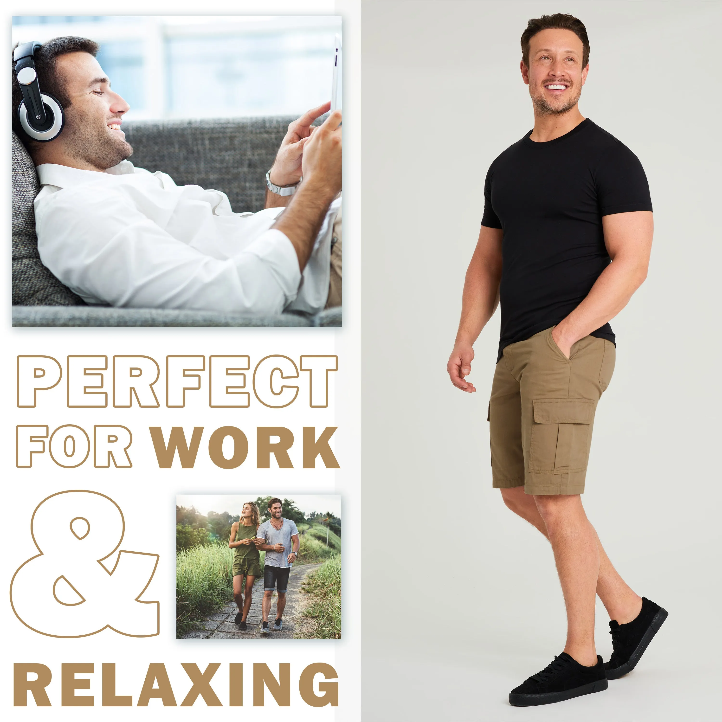 CityComfort Mens Cargo Shorts with Pockets - Summer Shorts