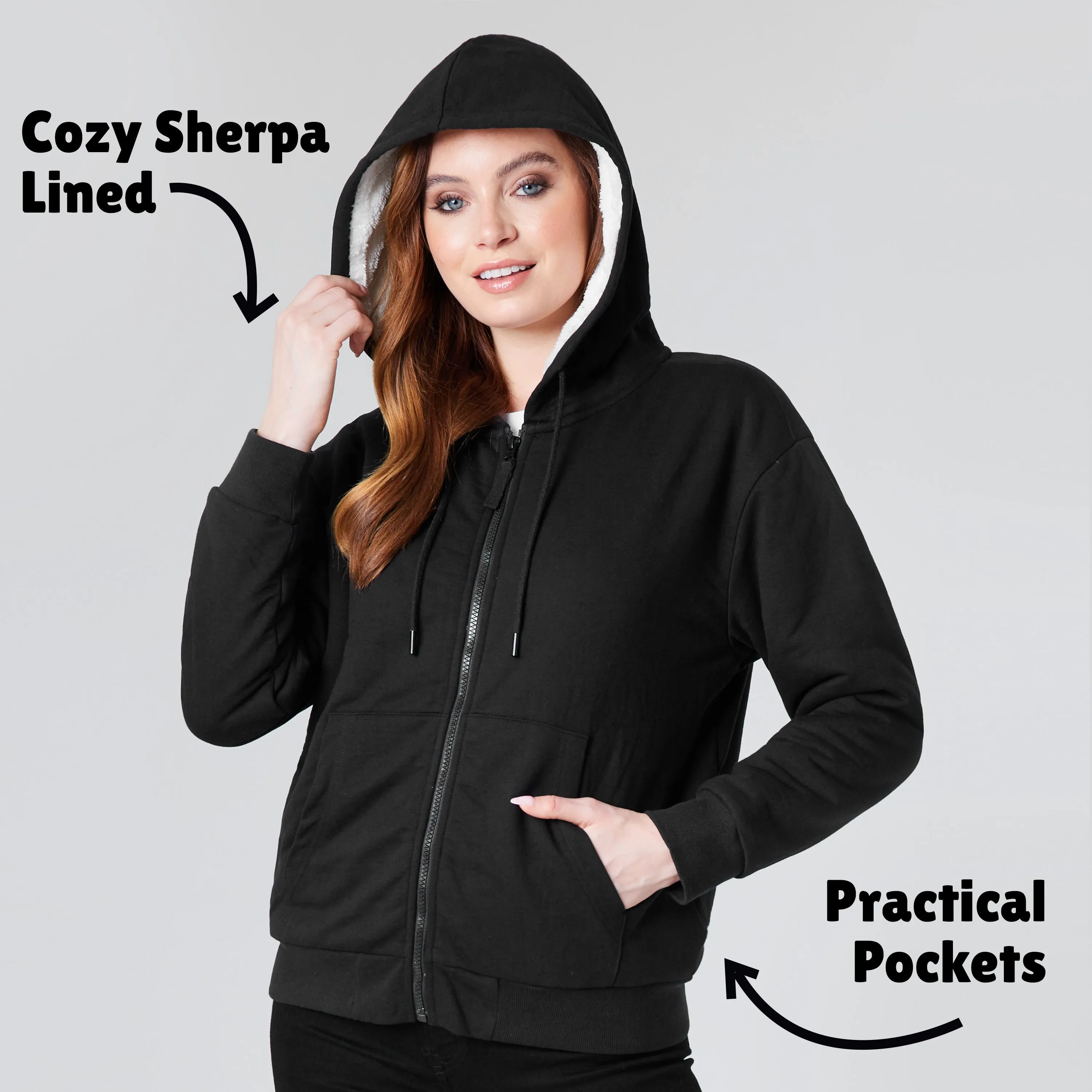 CityComfort Womens Hoodie with Fleece Lining Zip