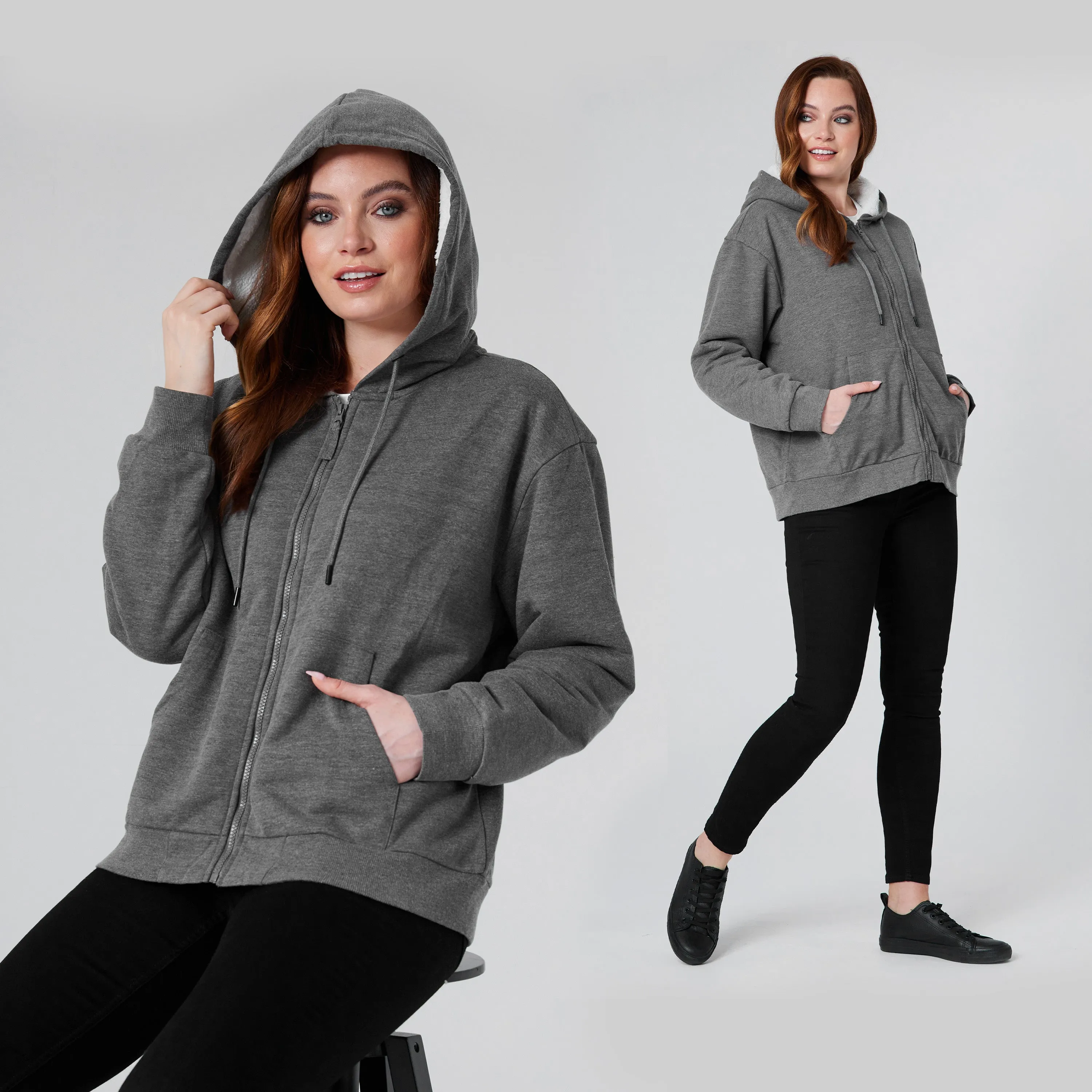 CityComfort Womens Hoodie with Fleece Lining Zip