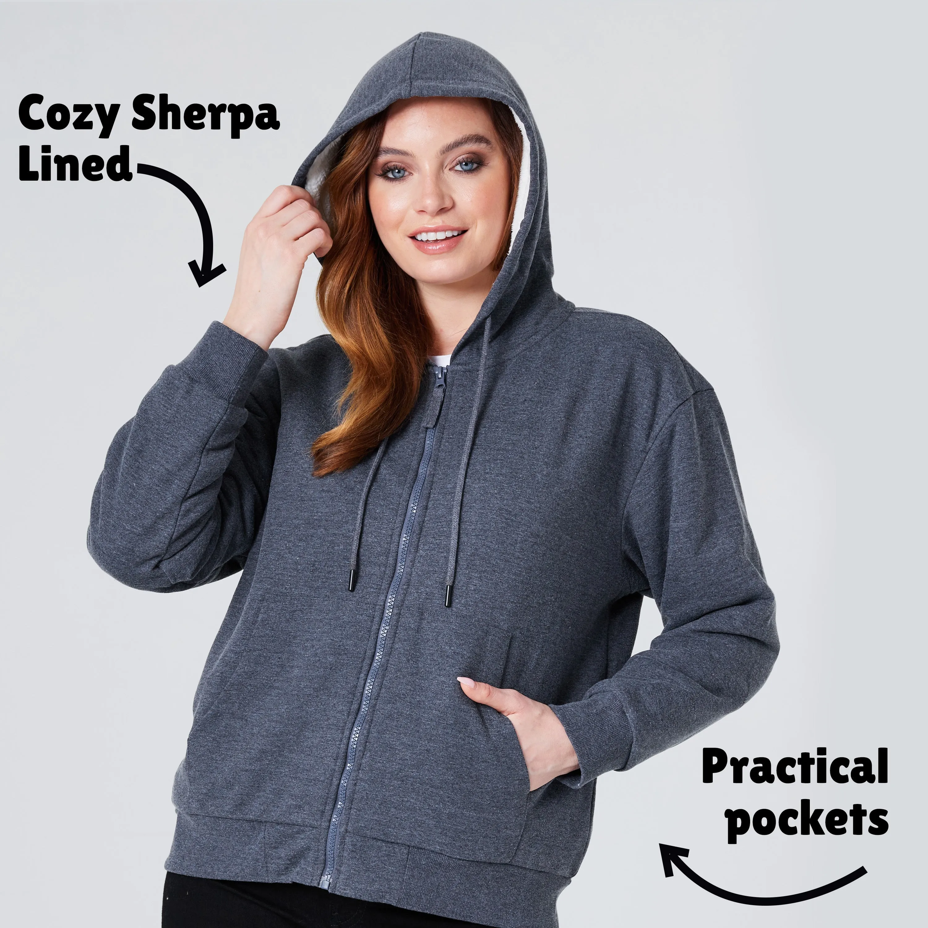 CityComfort Womens Hoodie with Fleece Lining Zip