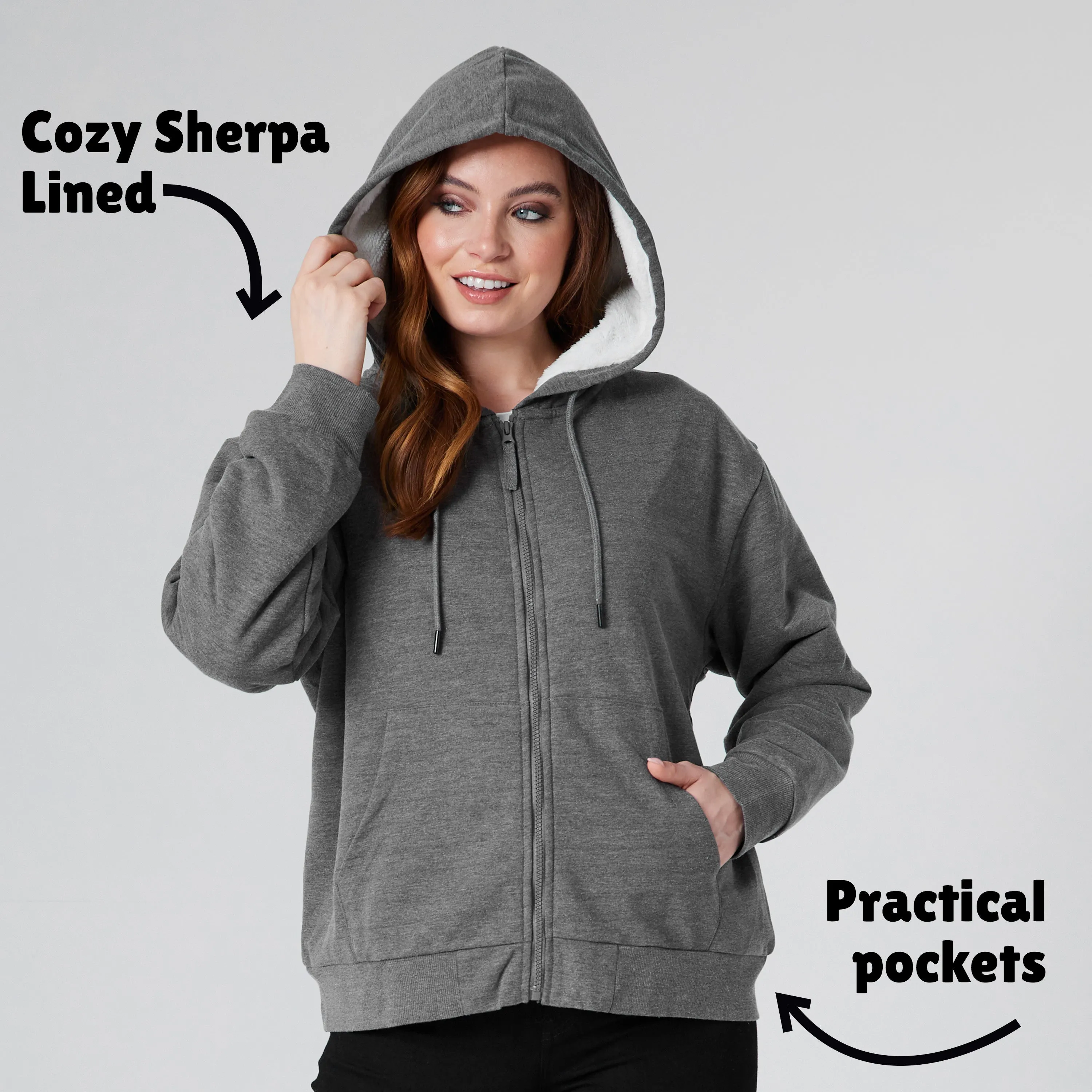 CityComfort Womens Hoodie with Fleece Lining Zip