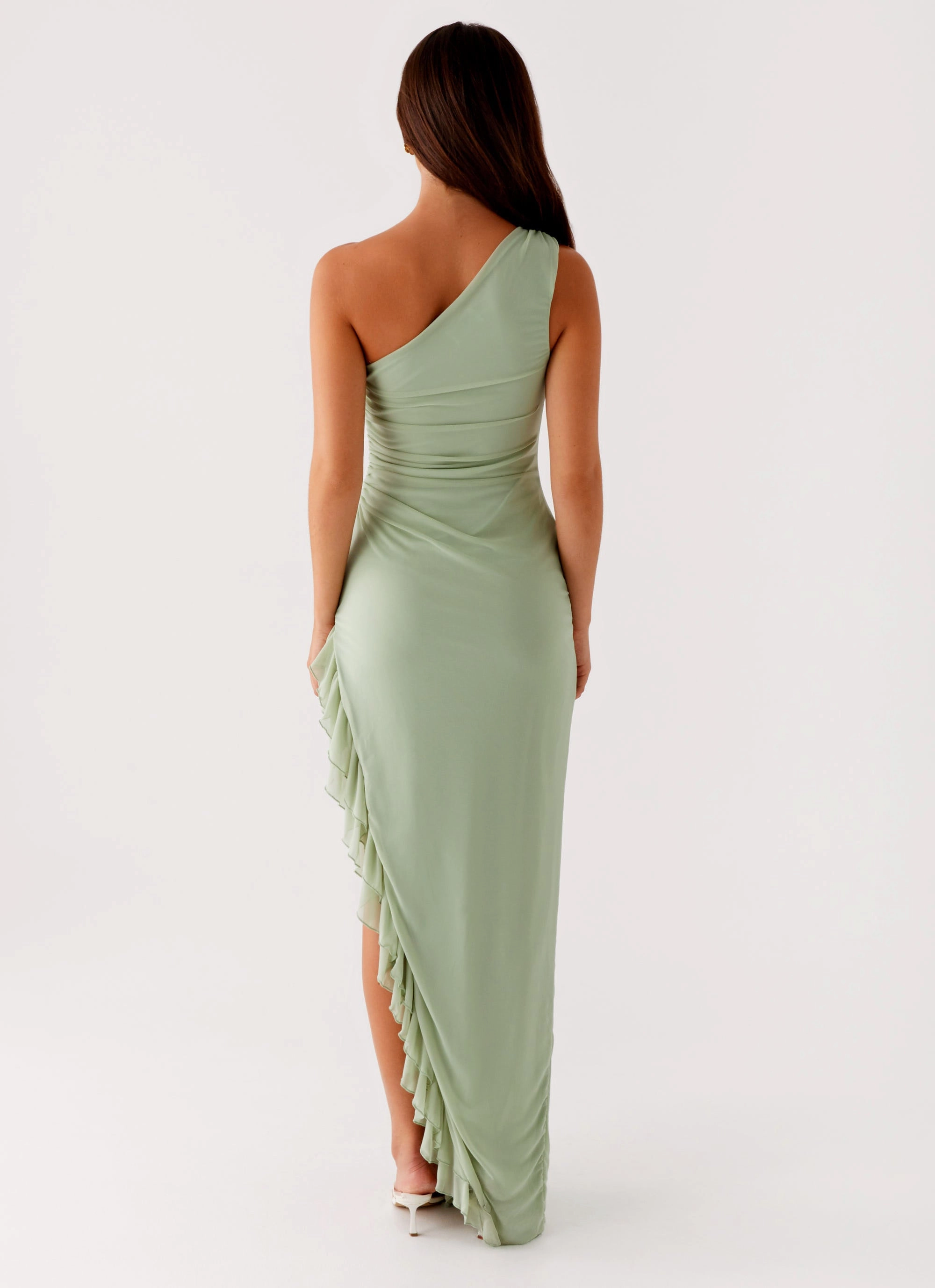Side Pleats Crisp Silhouette Clarence Maxi Dress - Sage