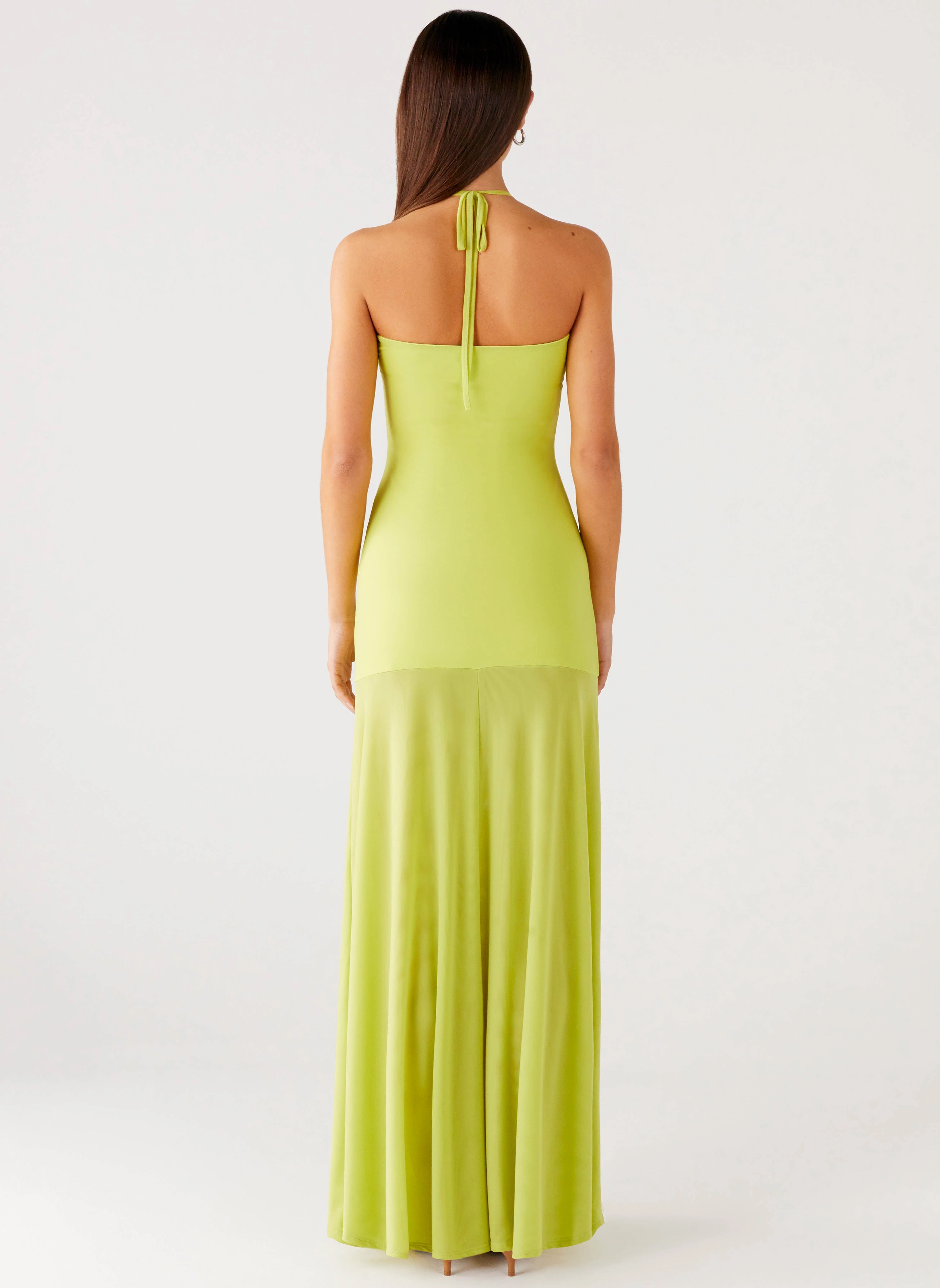 Claria Maxi Dress - Lime Crystal-Detail Polite Vibe