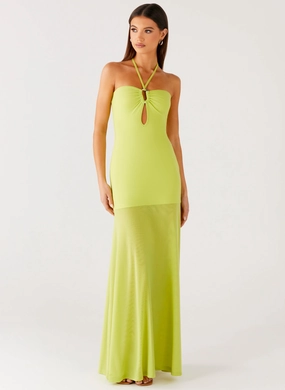 Claria Maxi Dress - Lime Cozy Flex Sleek Appearance