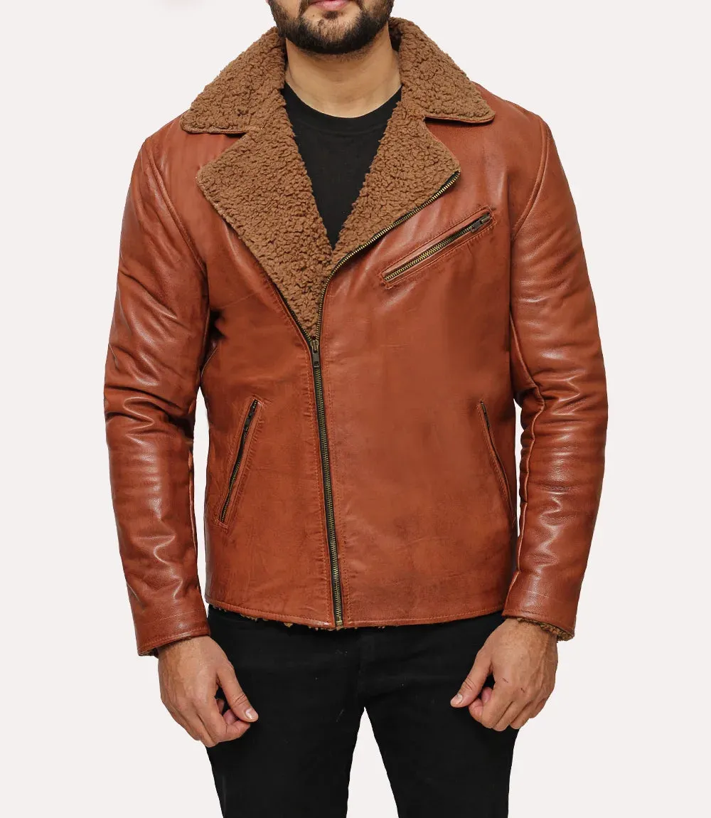 Classic Brown Leather Shearling Jacket