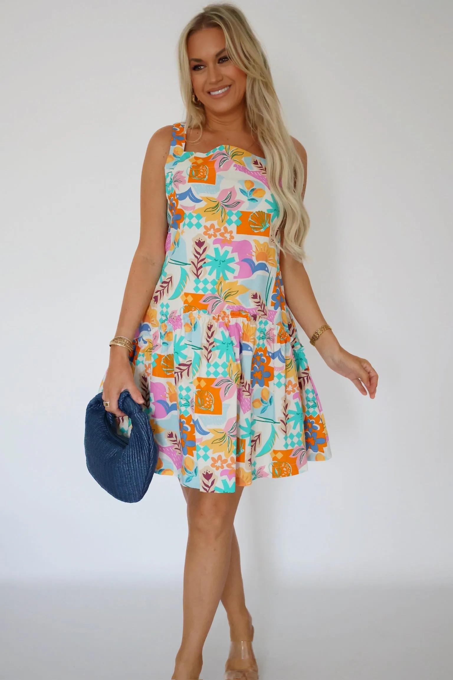 Smooth Finish Elastic-Waist Send You a Postcard Dress (FINAL SALE)