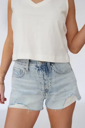 Casual Appeal Twill Weave Texture Classic Hi-Rise Denim Short - Faded Indigo (FINAL SALE)