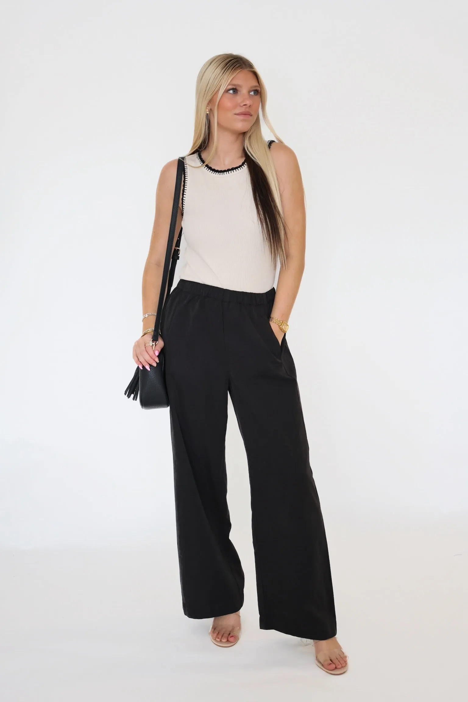 Breathable Comfort Design Paris Wide Leg Pant- Black