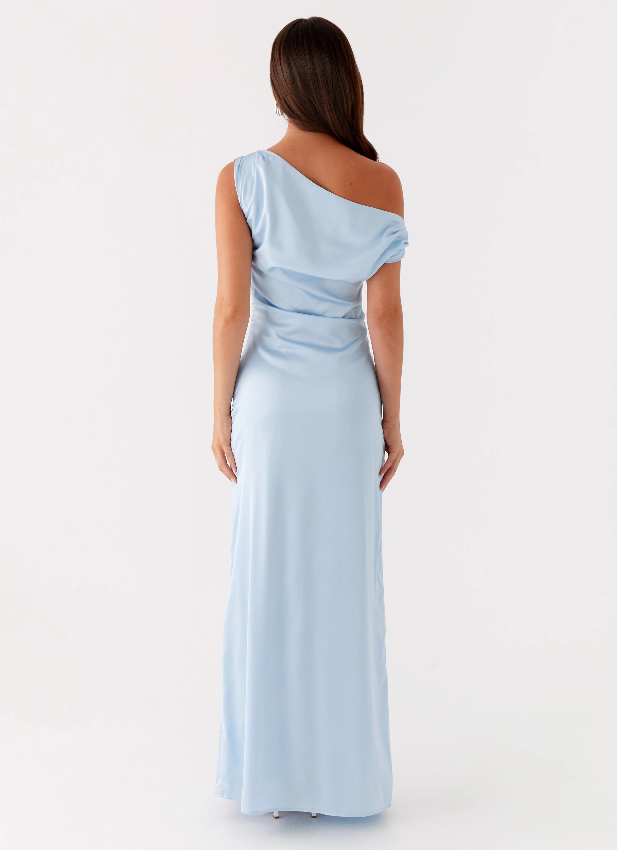 Heart Of Glass Satin Maxi Dress - Blue Timeless Fit Look Cool Drape