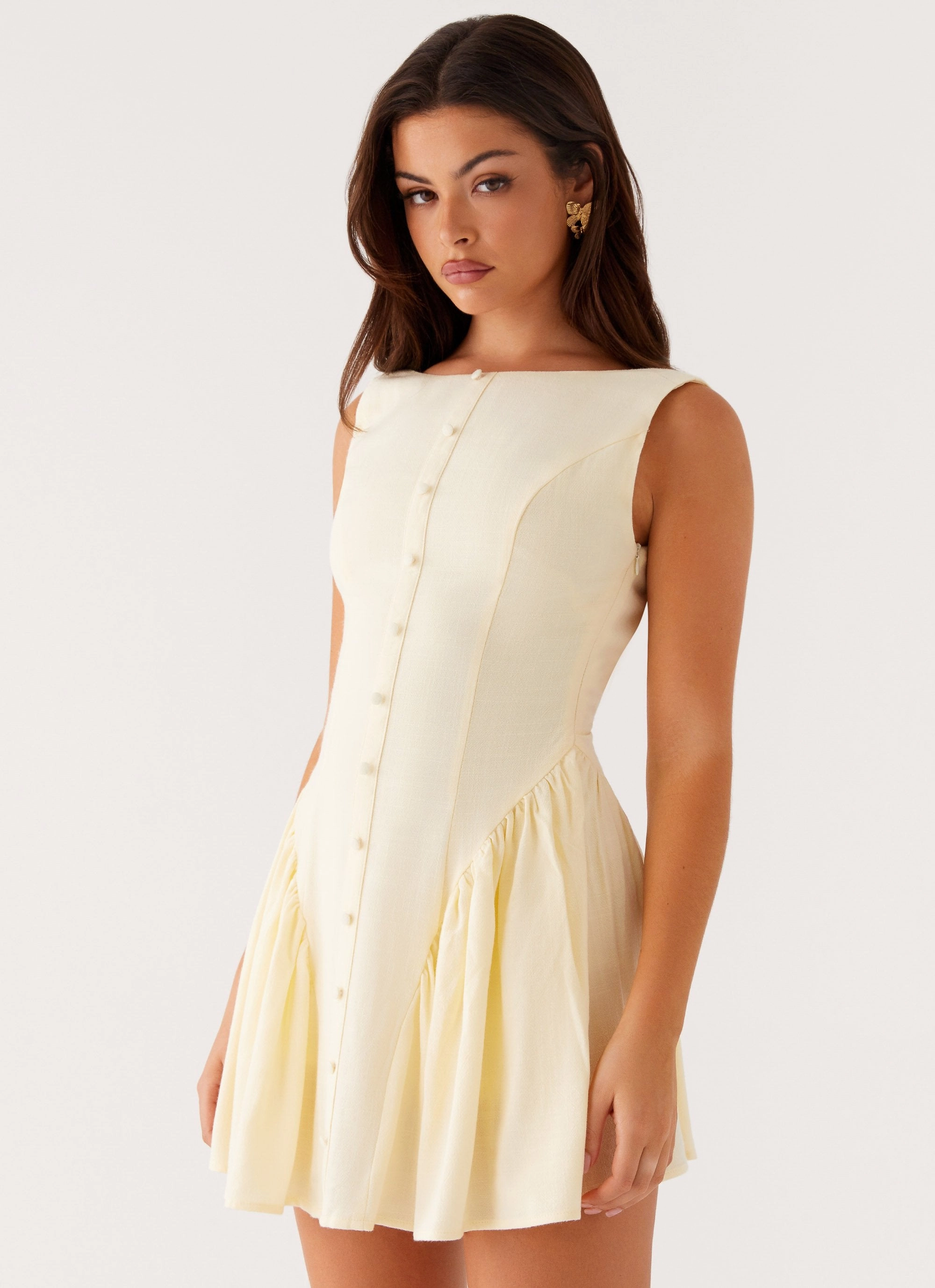 Margo Mini Dress - Pale Yellow Timeless Line